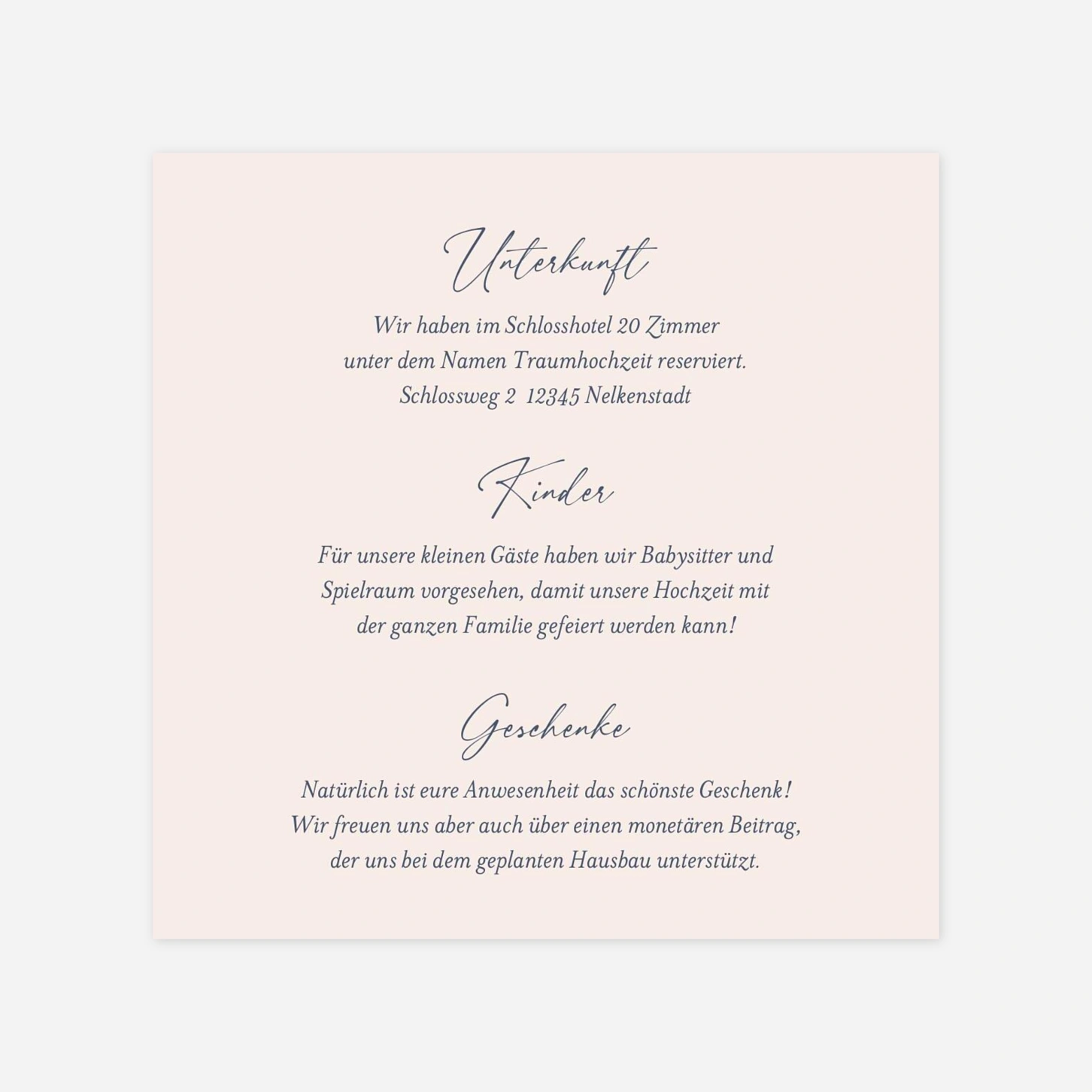 Hochzeit Mini-Einladungskarte An deiner Seite