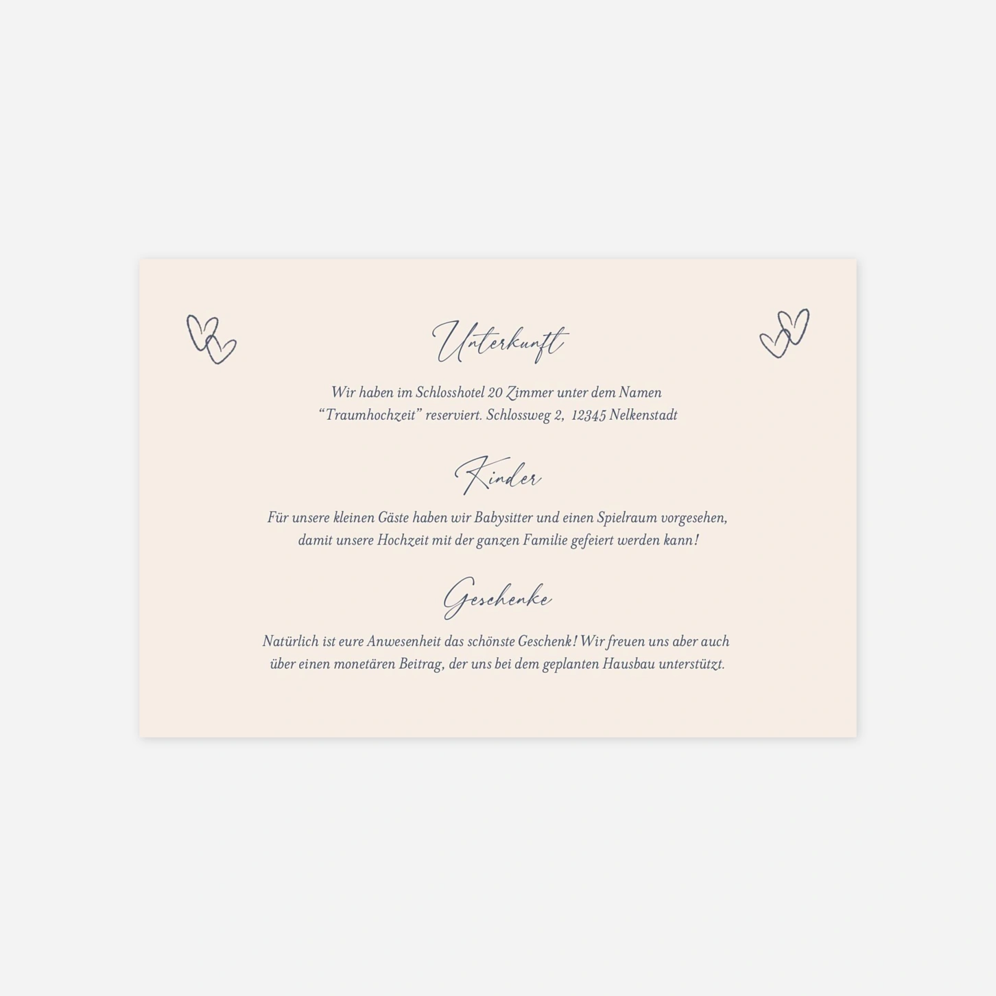 Hochzeit Mini-Einladungskarte An deiner Seite