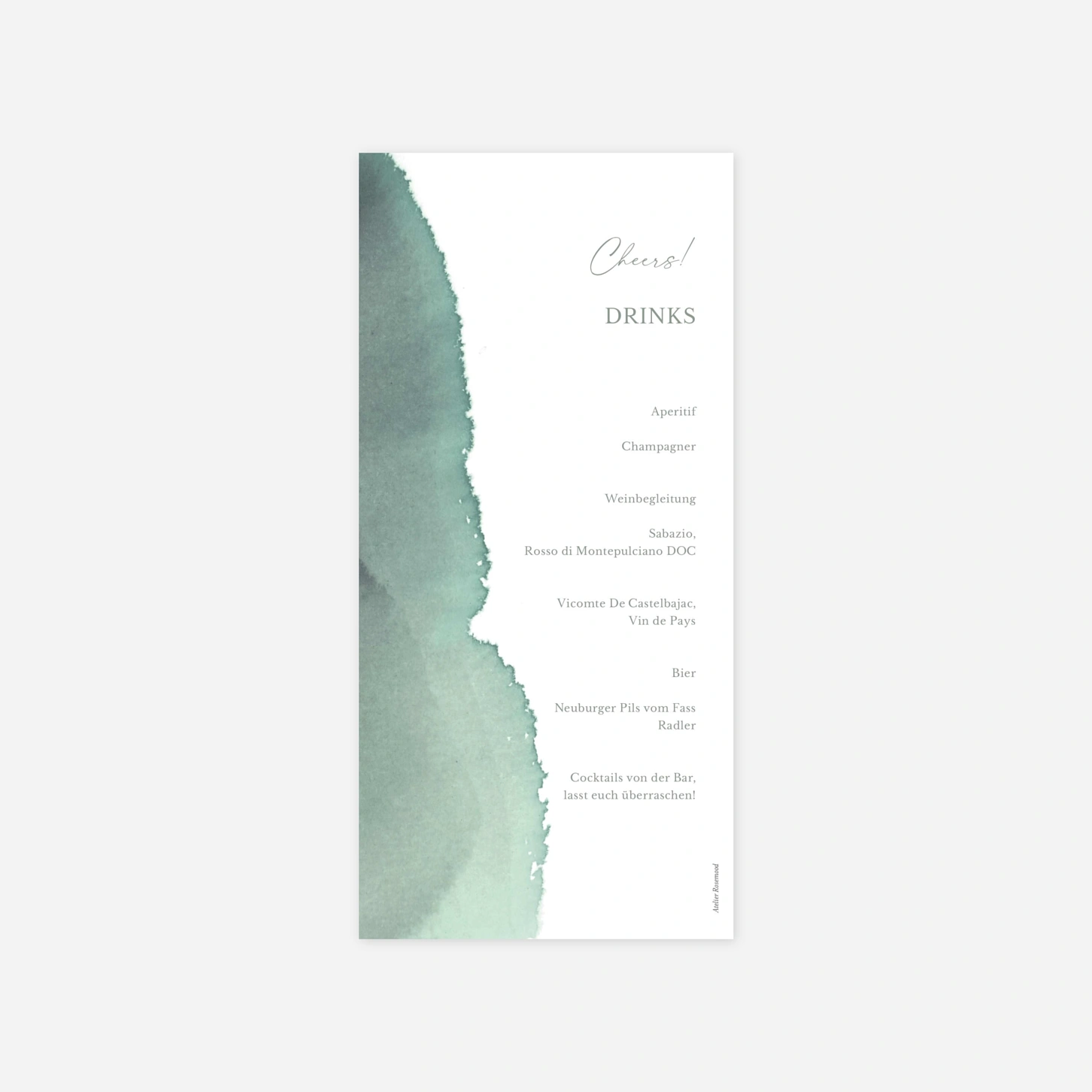 Menükarte Hochzeit Aquarellpoesie
