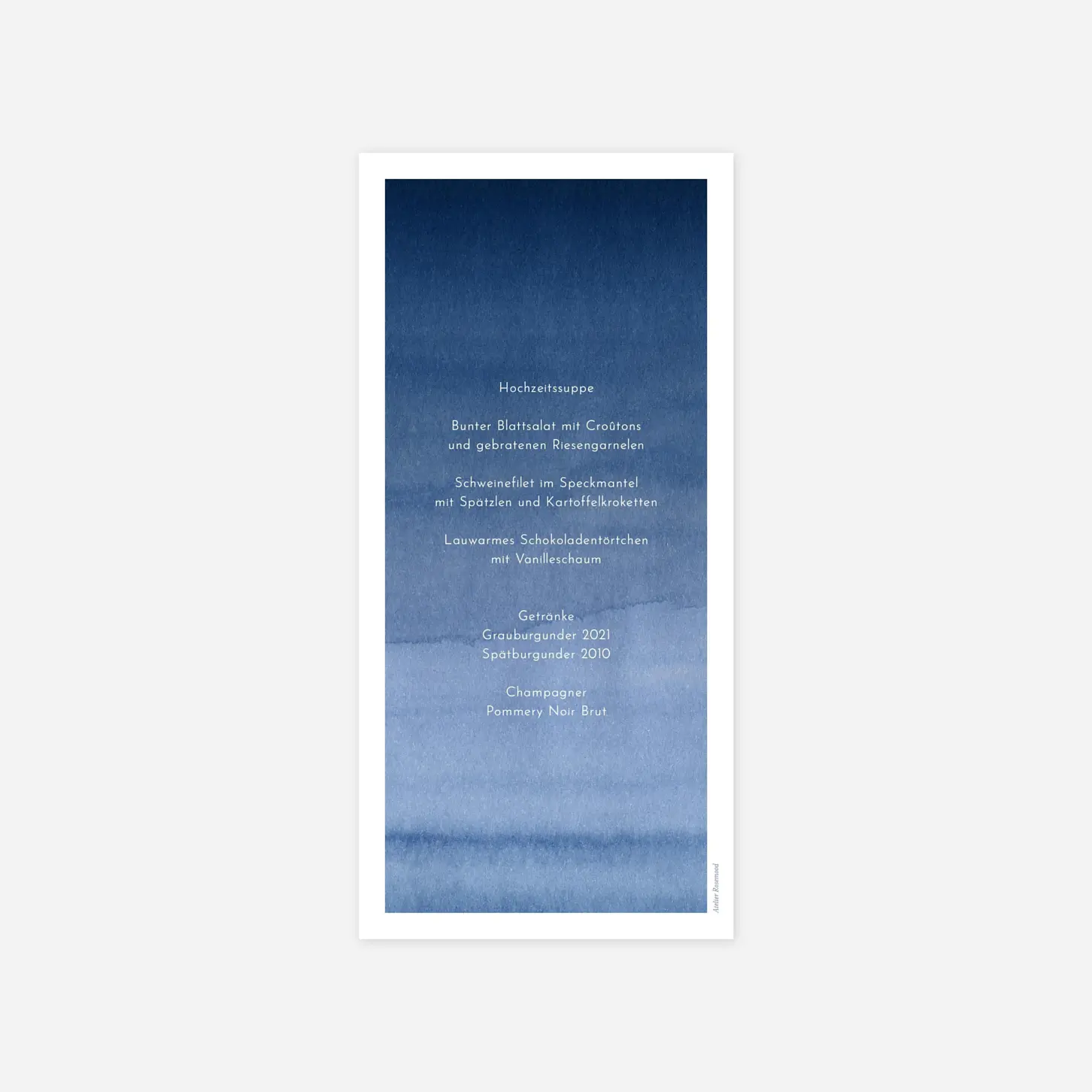 Menükarte Hochzeit Aquarell