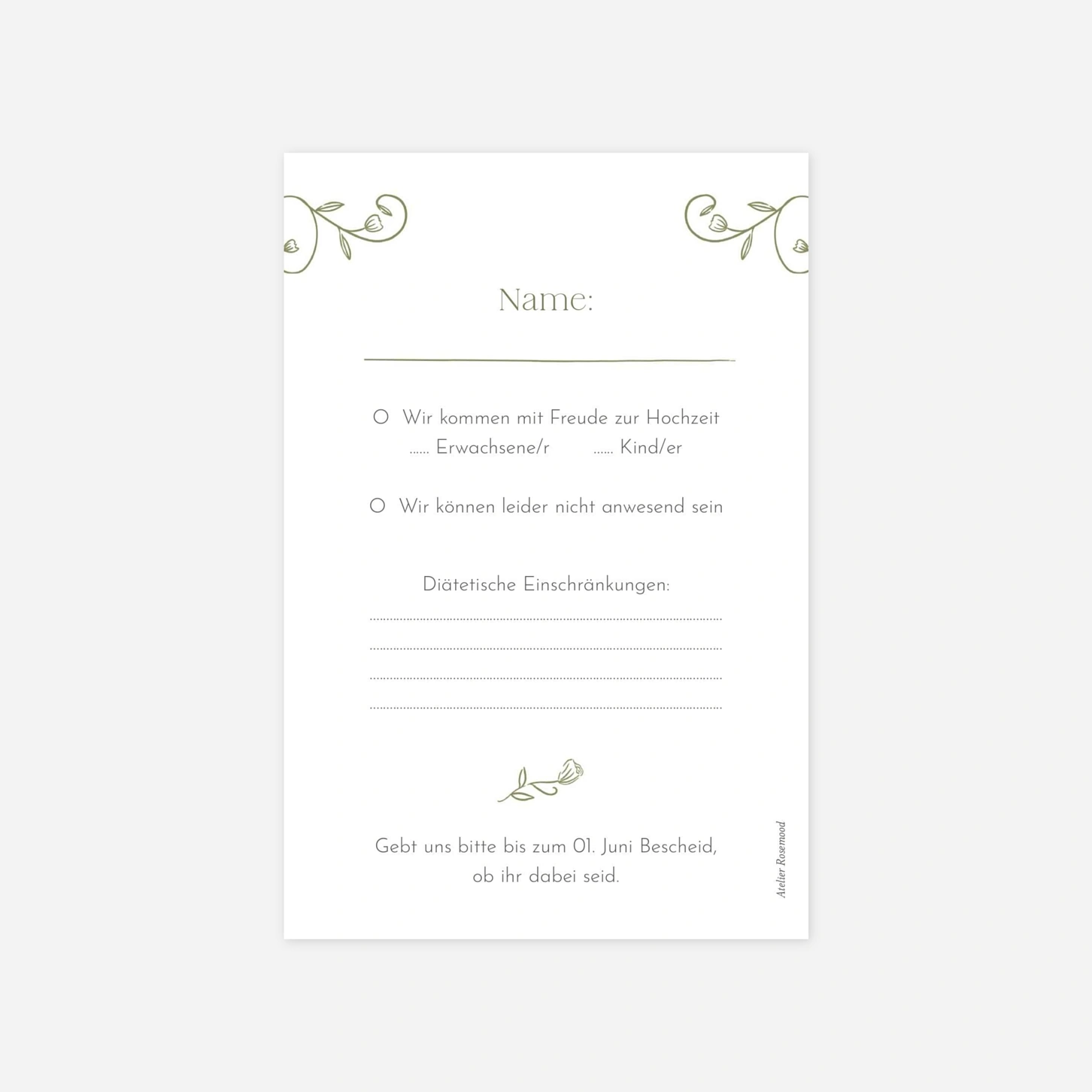 Antwortkarte Hochzeit Botanischer Garten