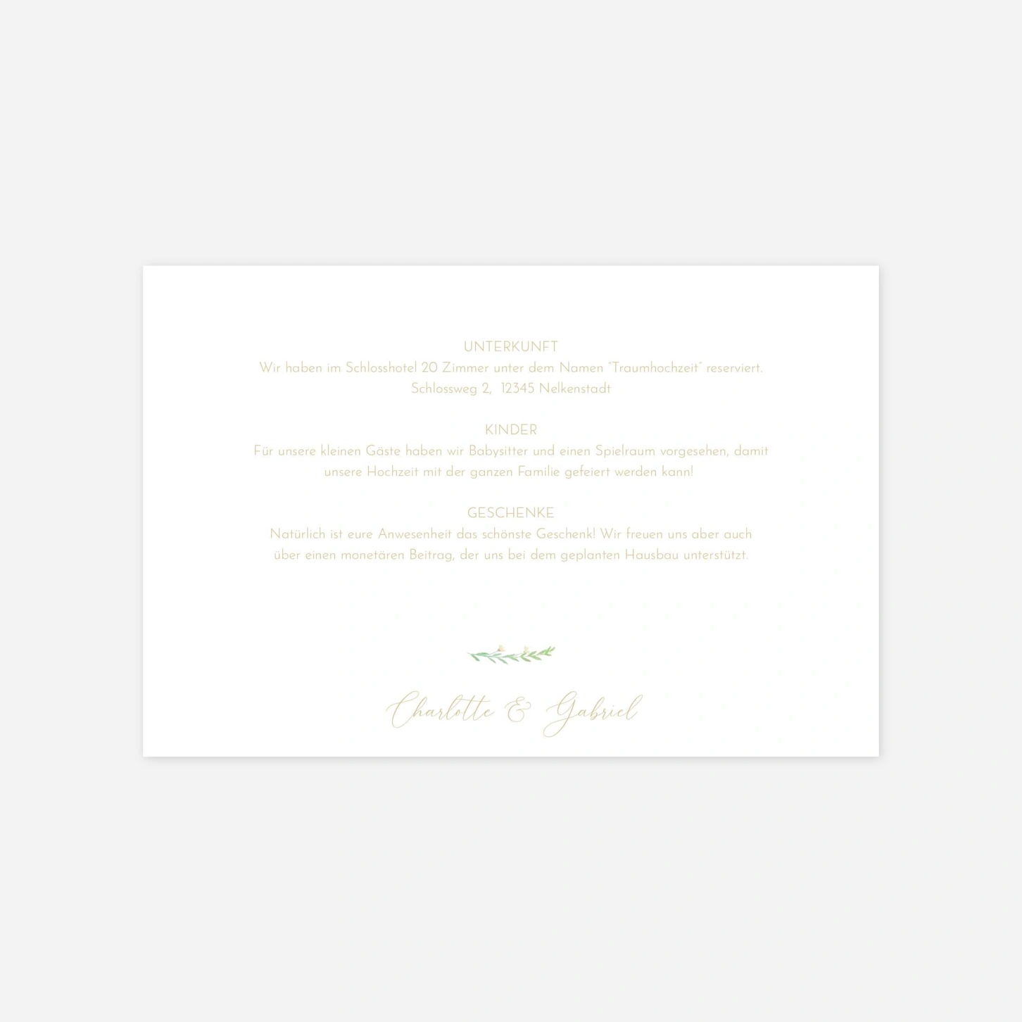 Hochzeit Mini-Einladungskarte Blumenkreis