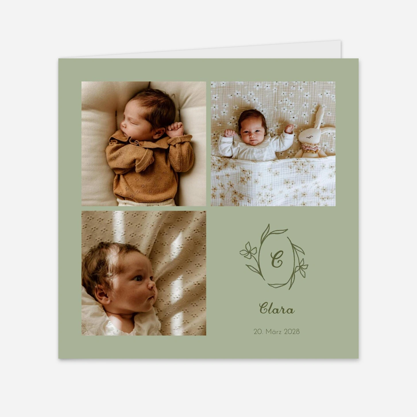 Geburtskarte Blütensiegel