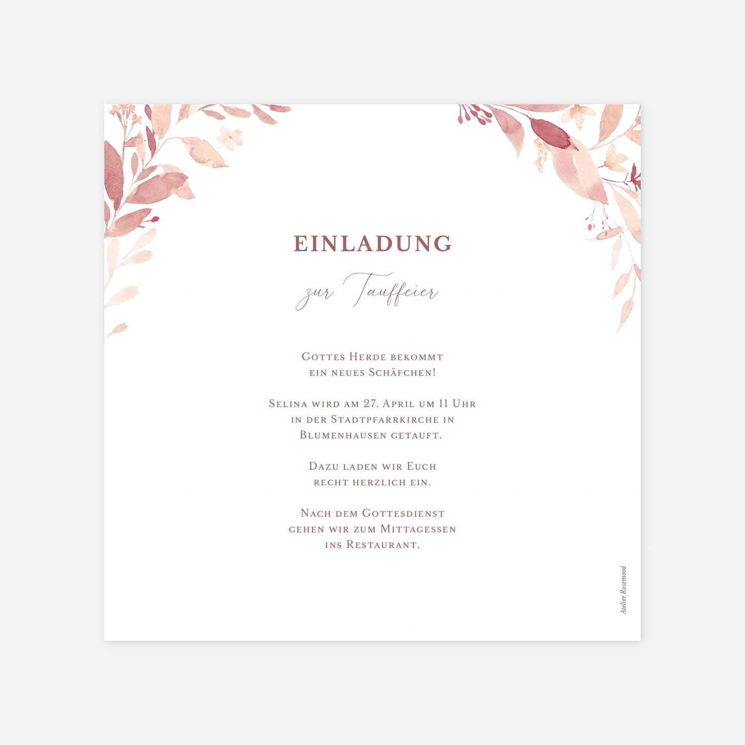 Taufeinladung Blütenkind