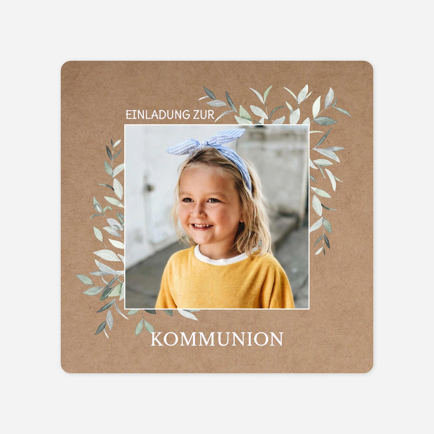 Kommunionseinladung Blätterwiege