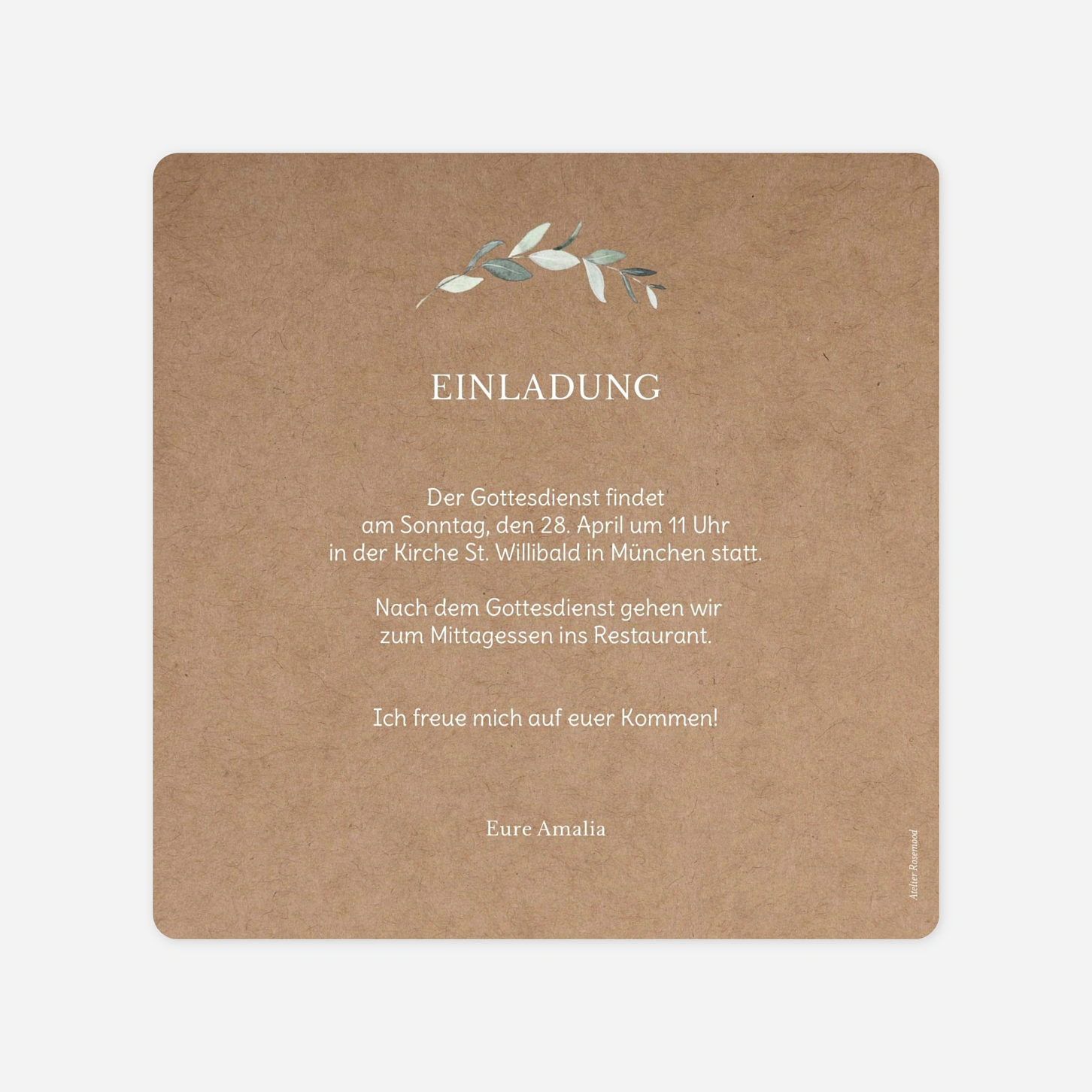 Konfirmationseinladung Blätterwiege