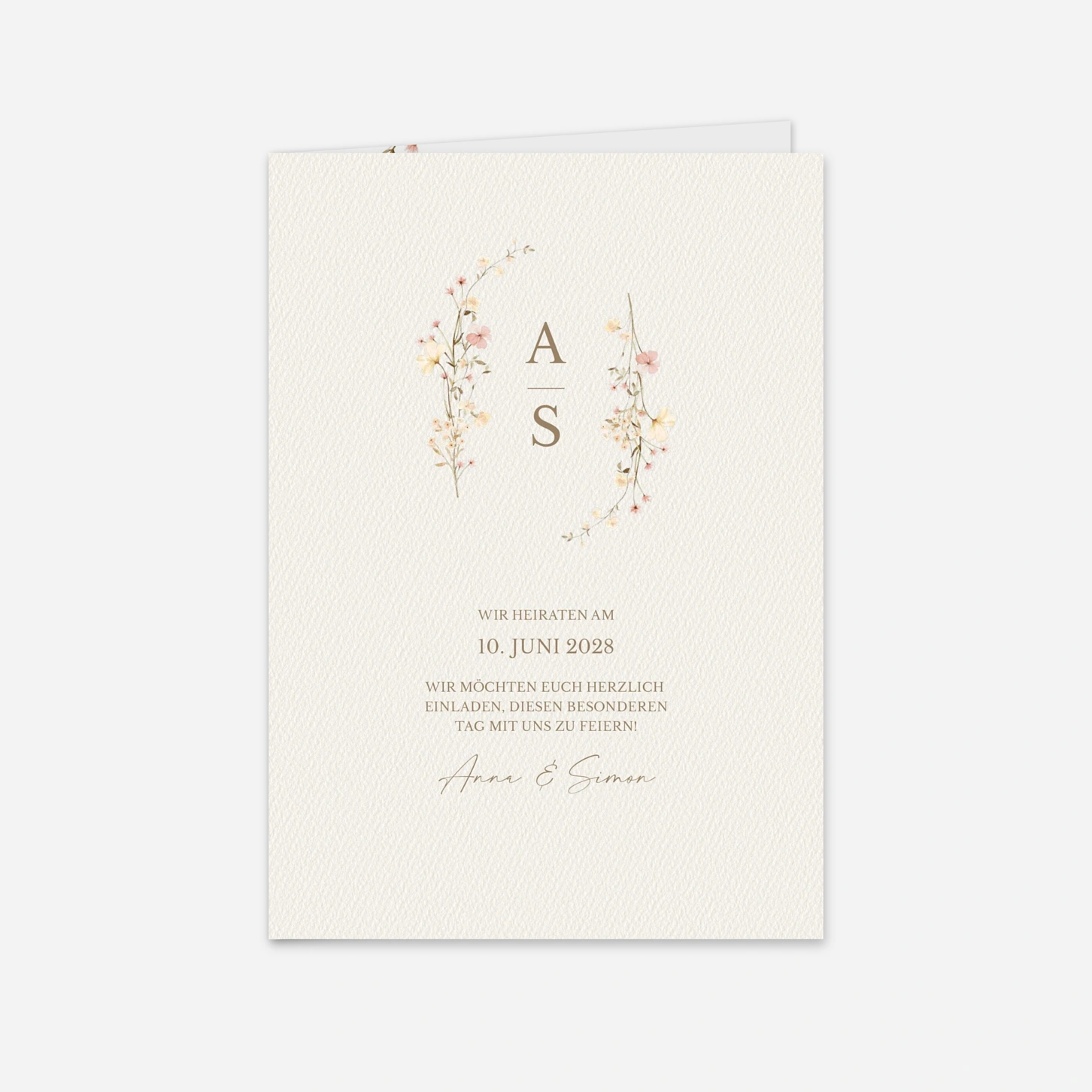 Hochzeitseinladung Blütenmonogramm