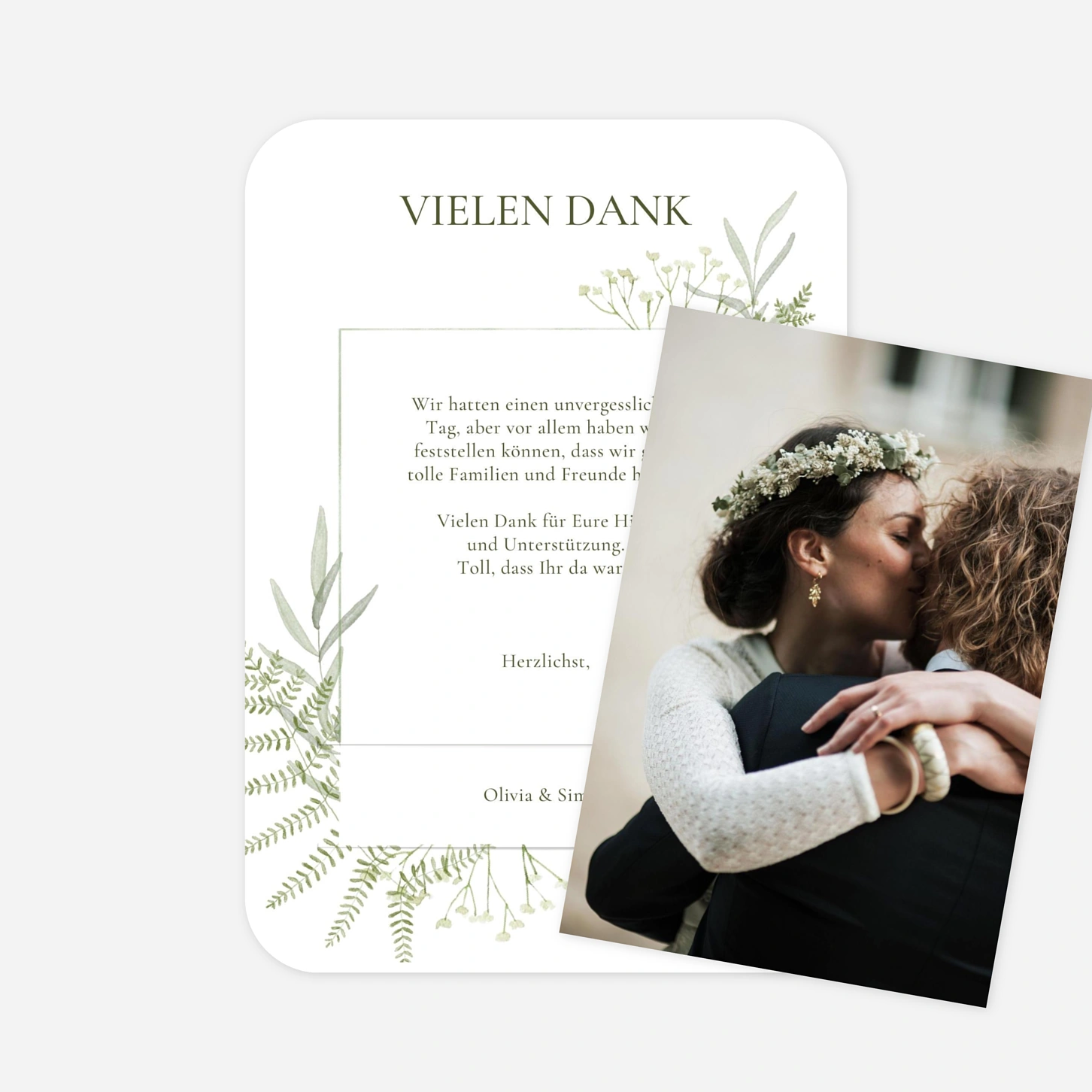 Dankeskarte Hochzeit Botanic