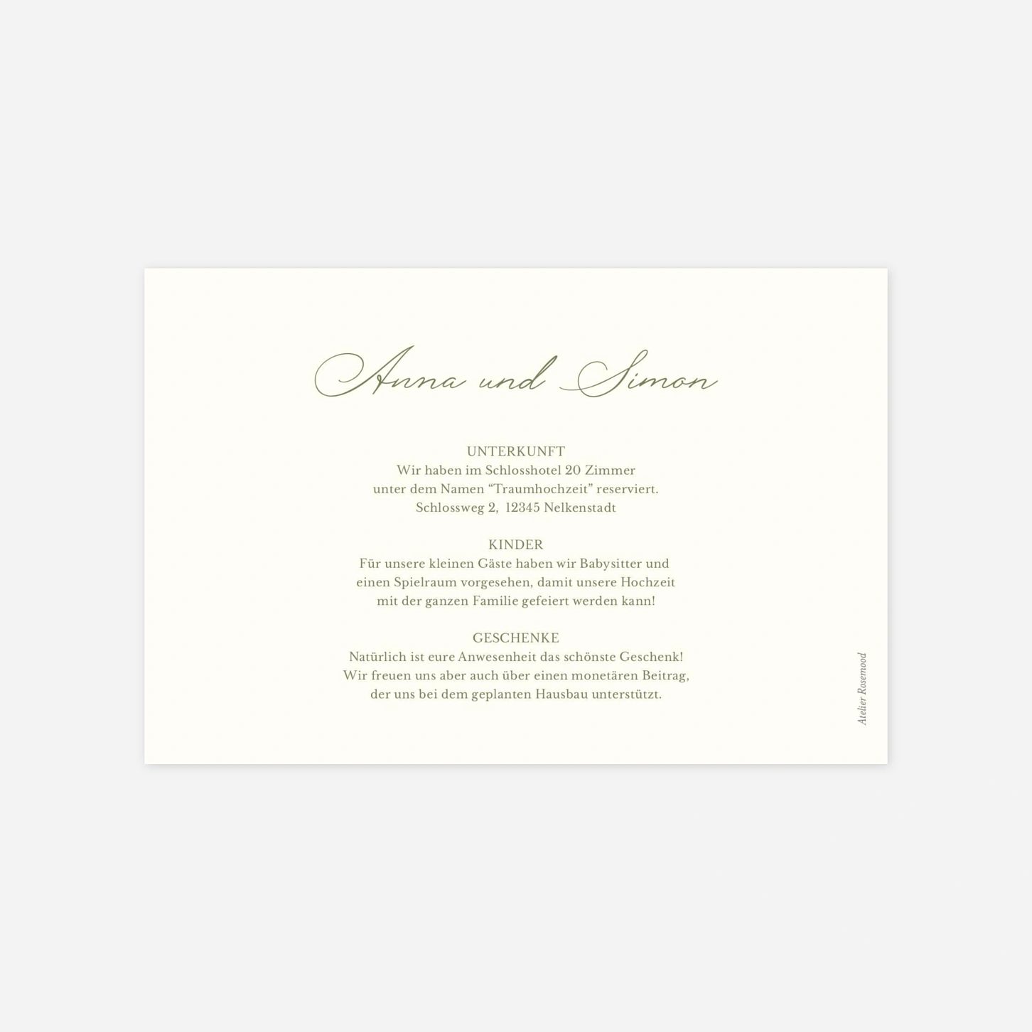 Hochzeit Mini-Einladungskarte Blütenversprechen