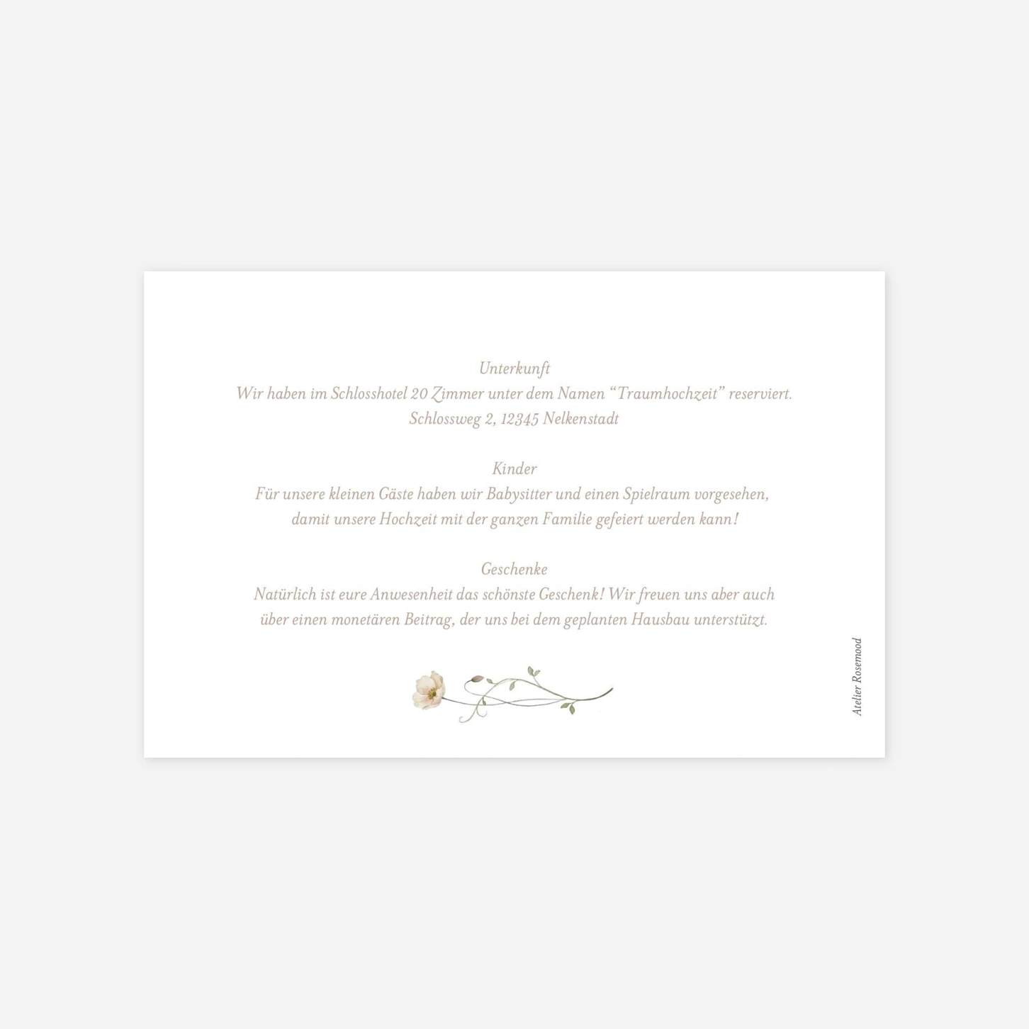 Hochzeit Mini-Einladungskarte Blütenweich