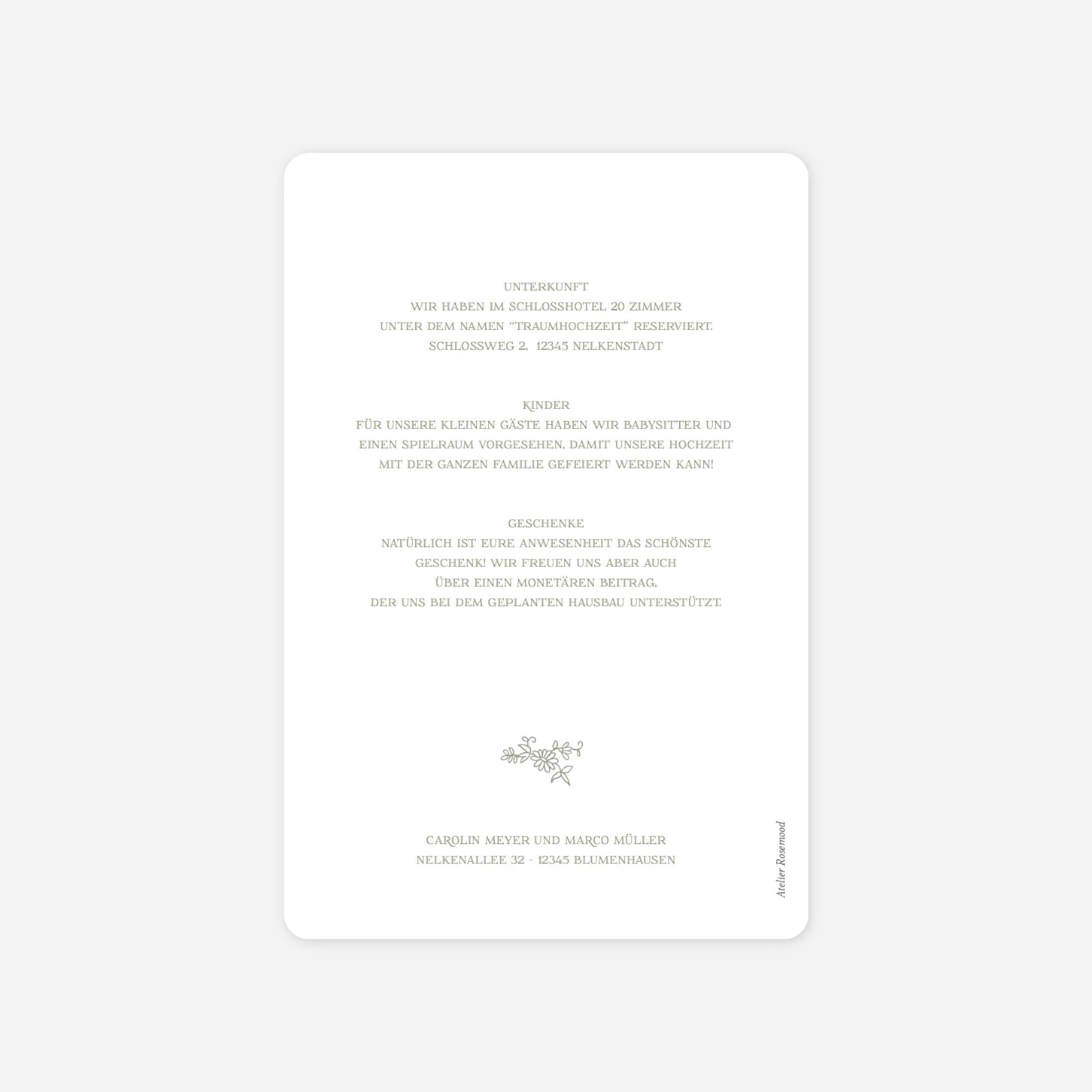 Hochzeit Mini-Einladungskarte Crest