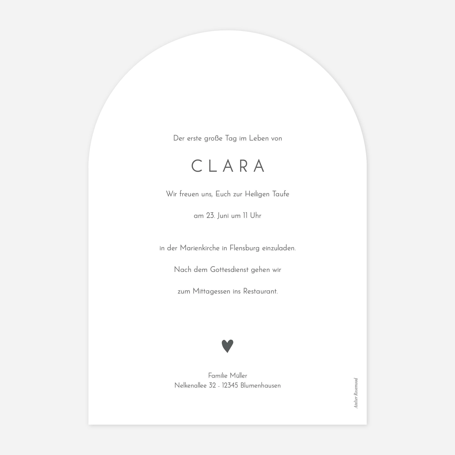 Taufeinladung Elegant Herz