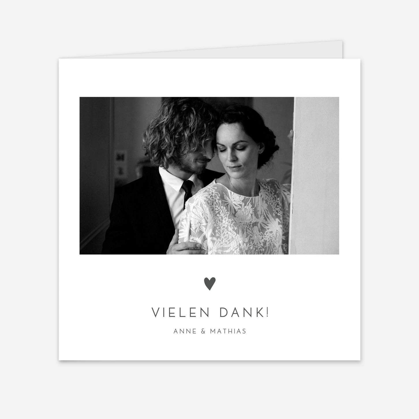 Dankeskarte Hochzeit Elegant Herz
