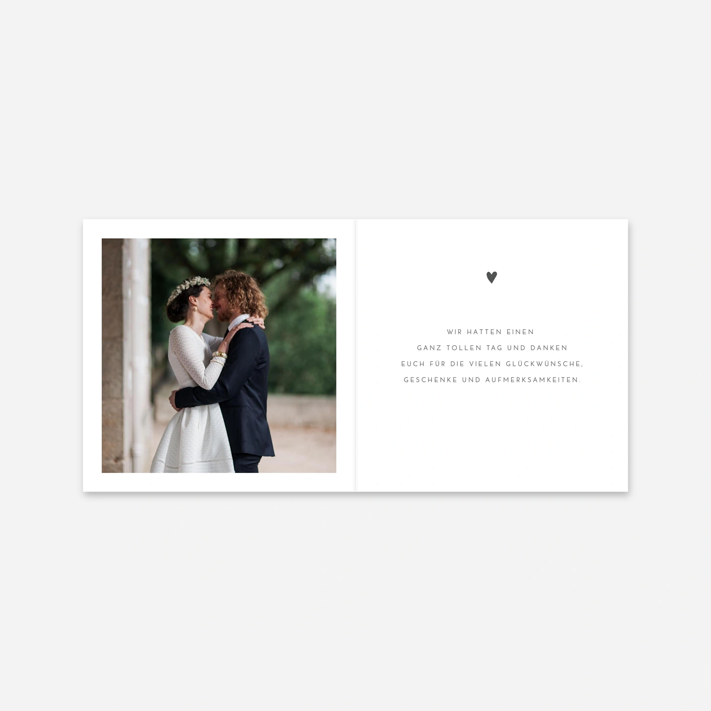 Dankeskarte Hochzeit Elegant Herz