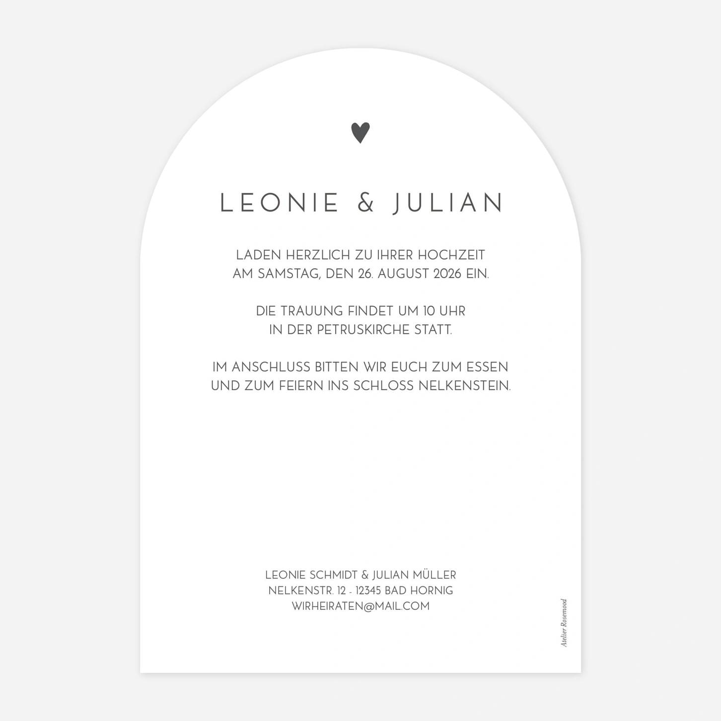Hochzeitseinladung Elegant Herz