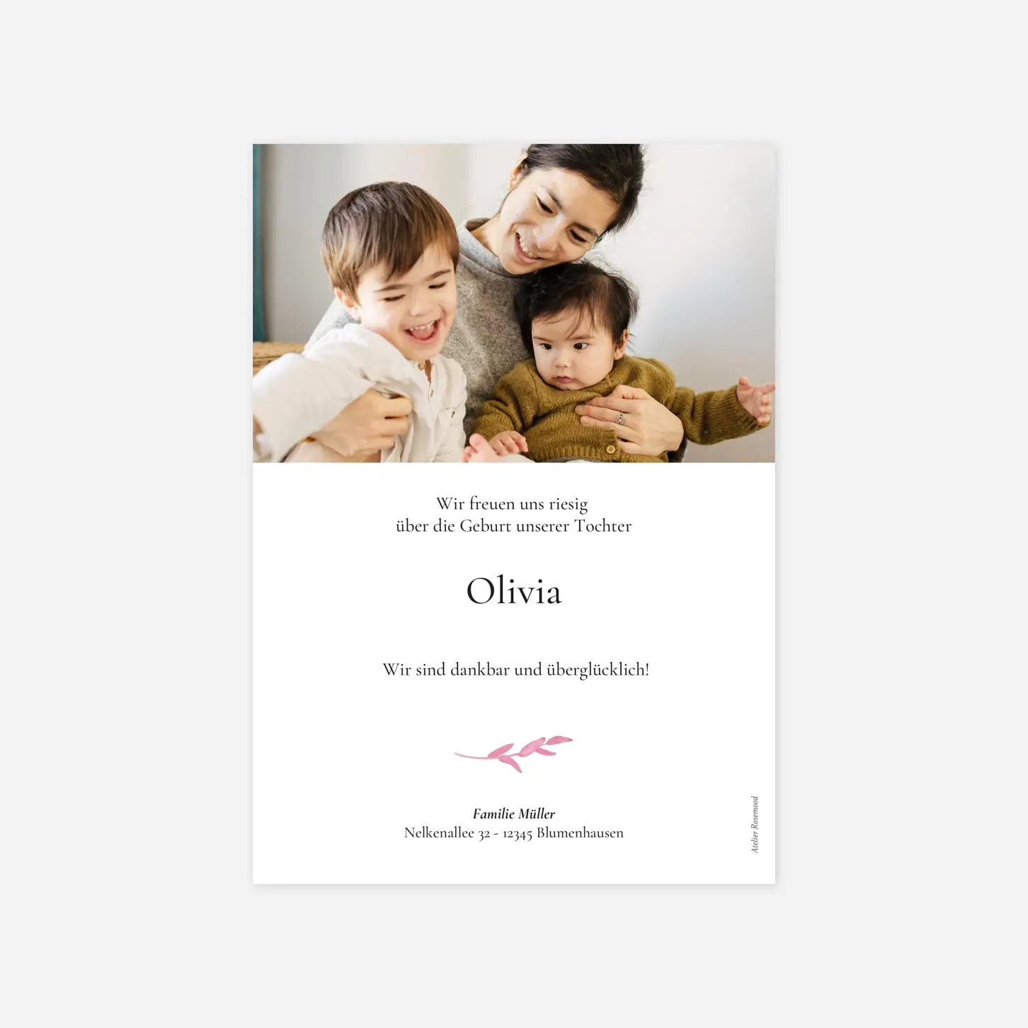 Geburtskarte Eukalyptuskranz