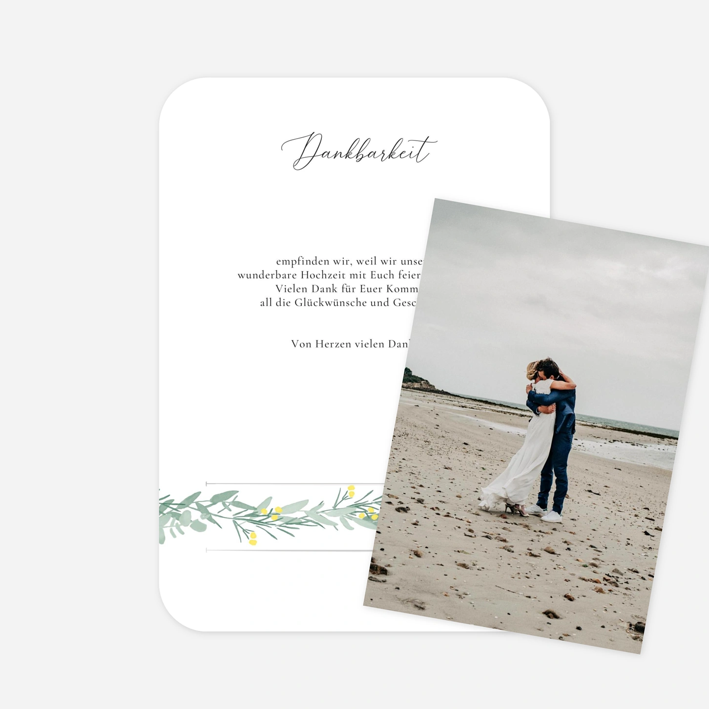 Dankeskarte Hochzeit Eukalyptuskranz
