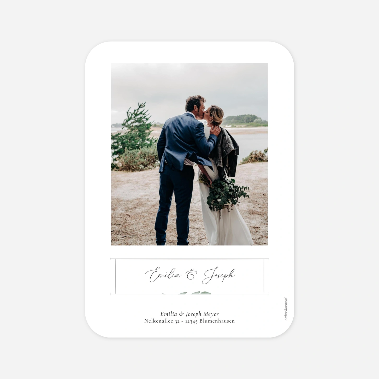Dankeskarte Hochzeit Eukalyptuskranz
