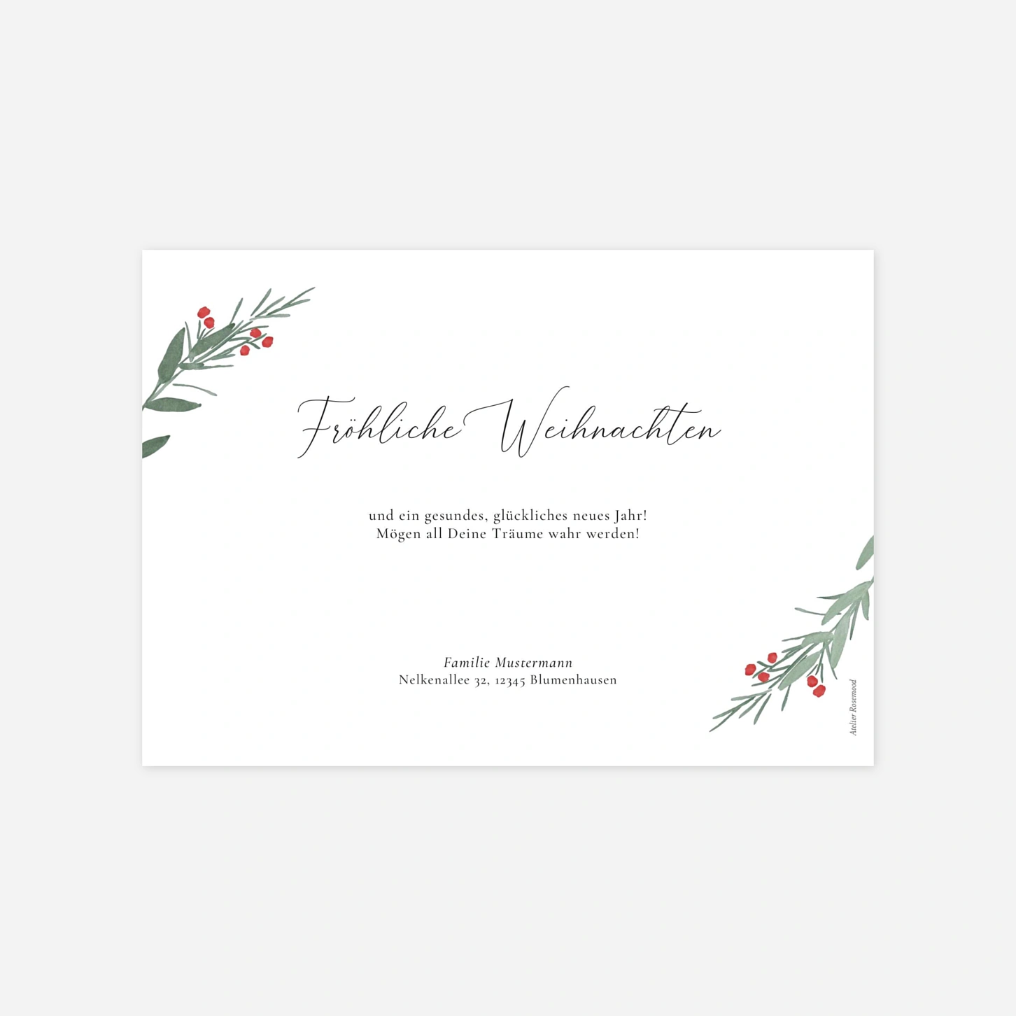 Weihnachtskarte Eukalyptuskranz