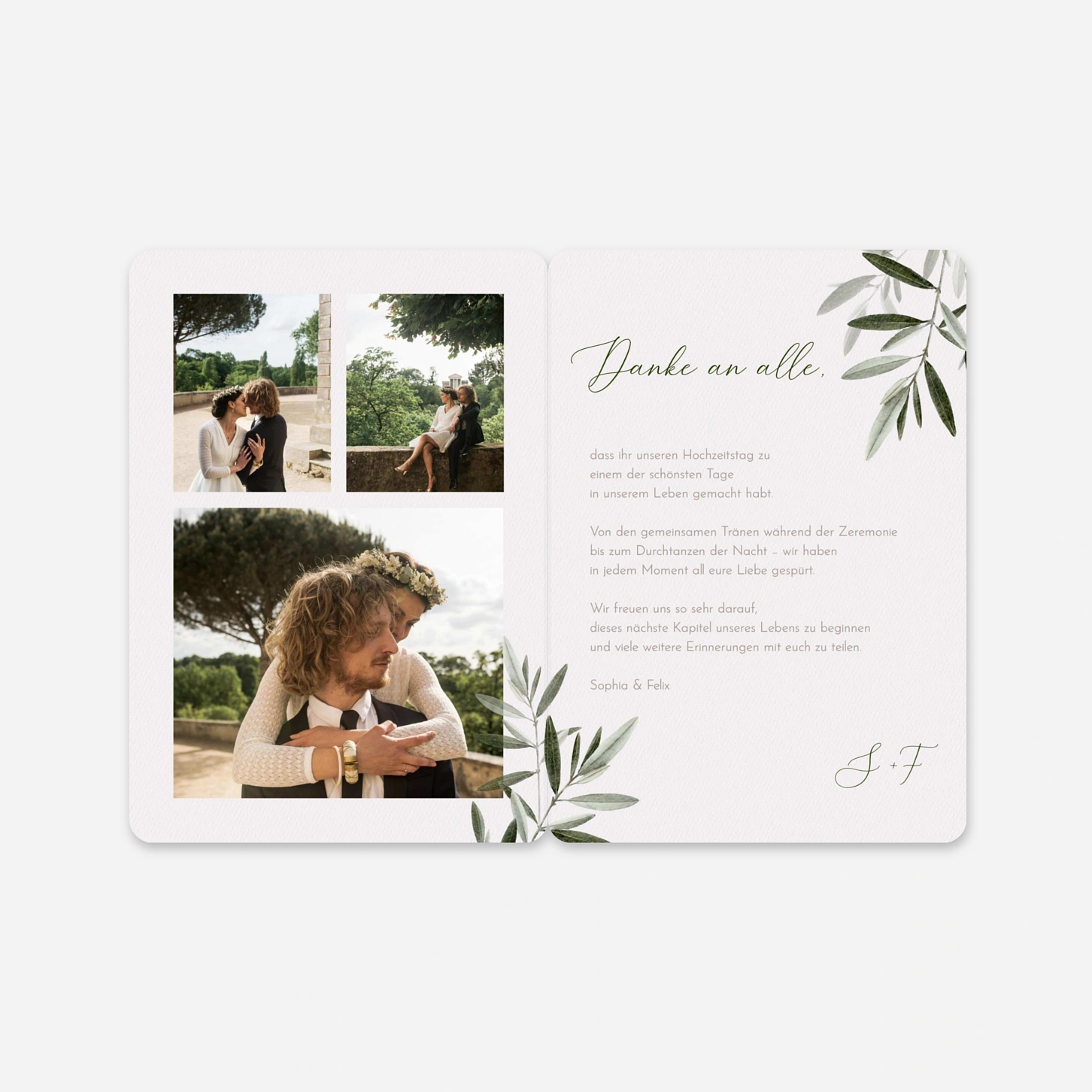 Dankeskarte Hochzeit Evergreen