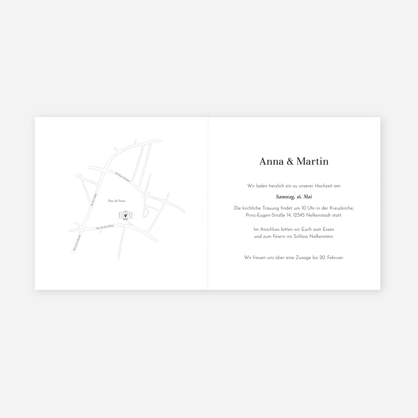 Hochzeitseinladung Florale Gravur