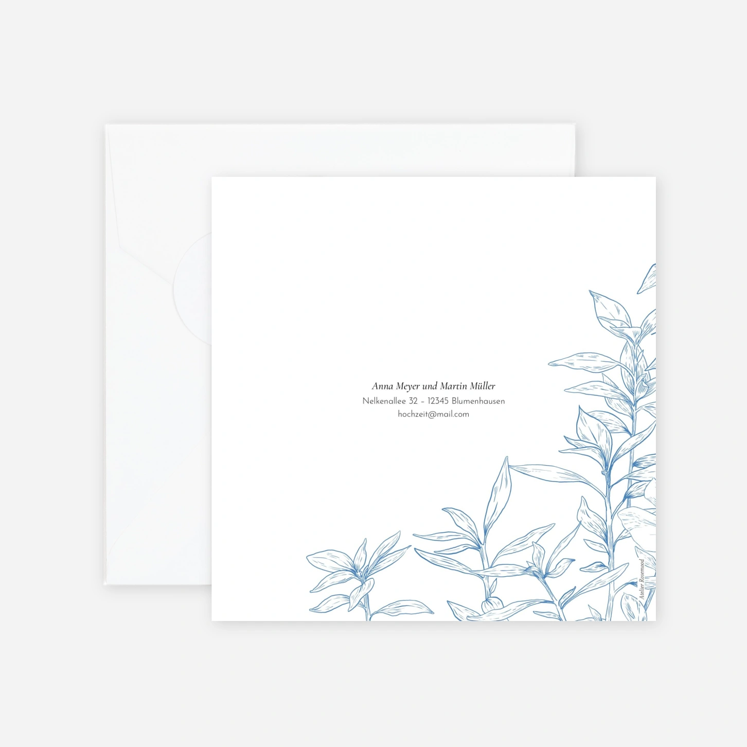 Hochzeitseinladung Florale Gravur