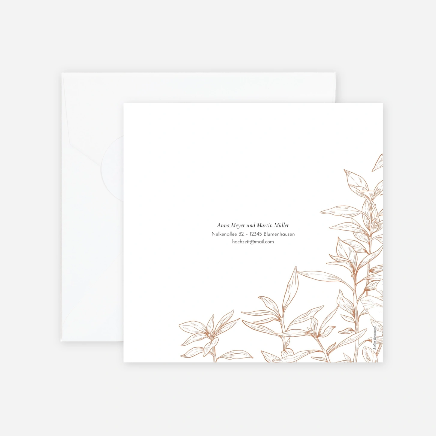 Hochzeitseinladung Florale Gravur