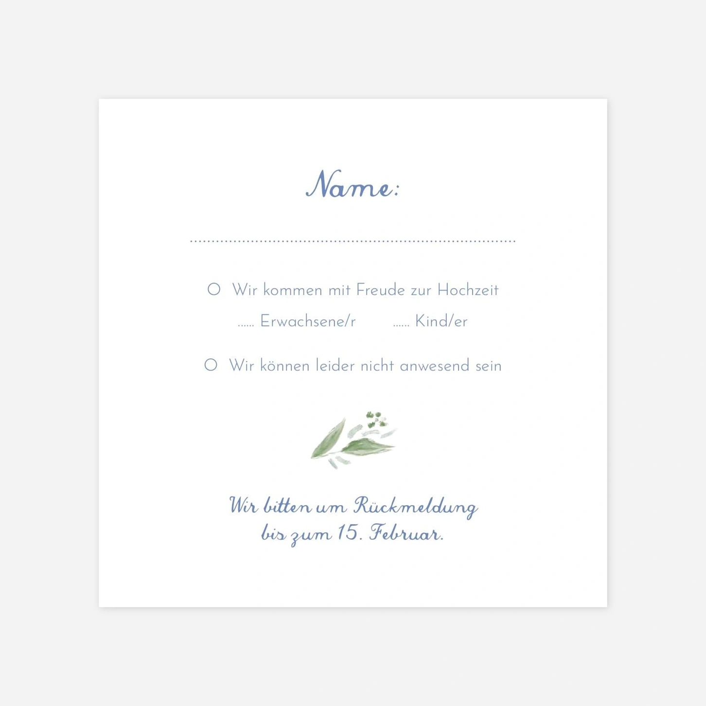 Antwortkarte Hochzeit Florale Initialien