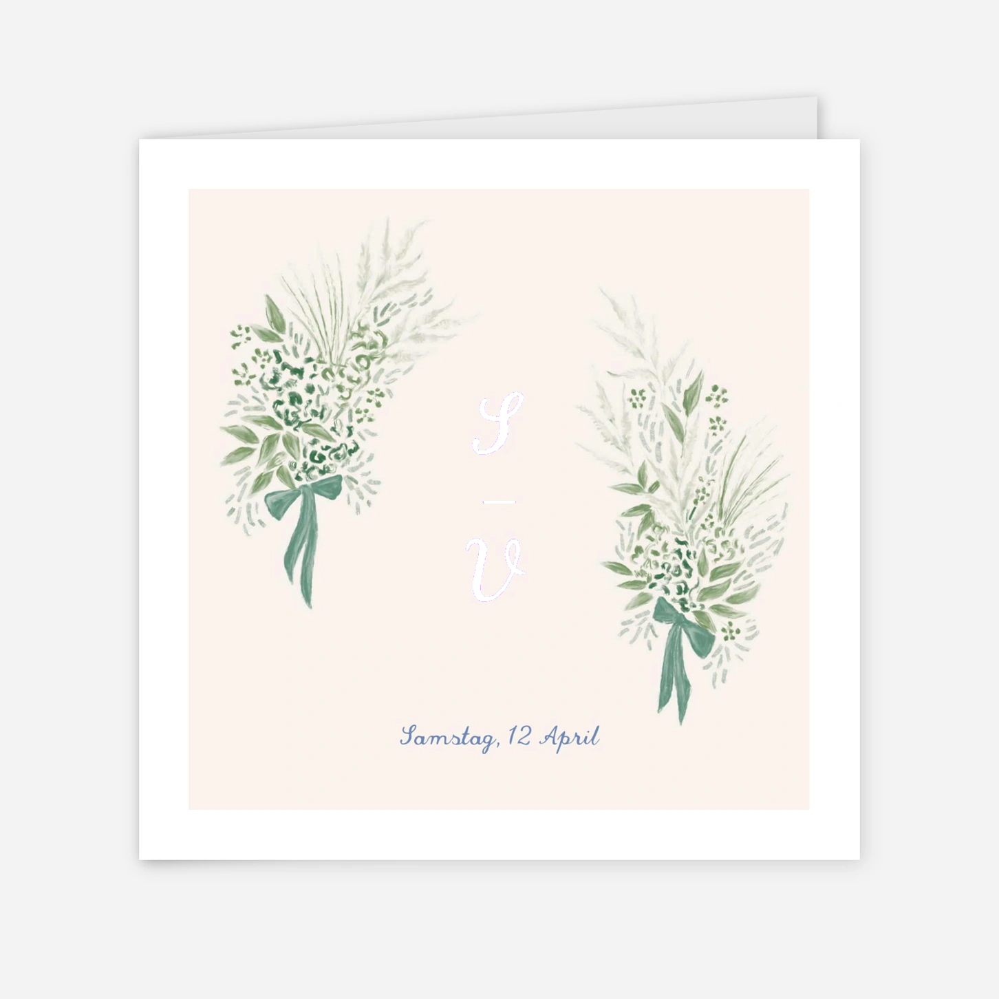 Hochzeitseinladung Florale Initialien