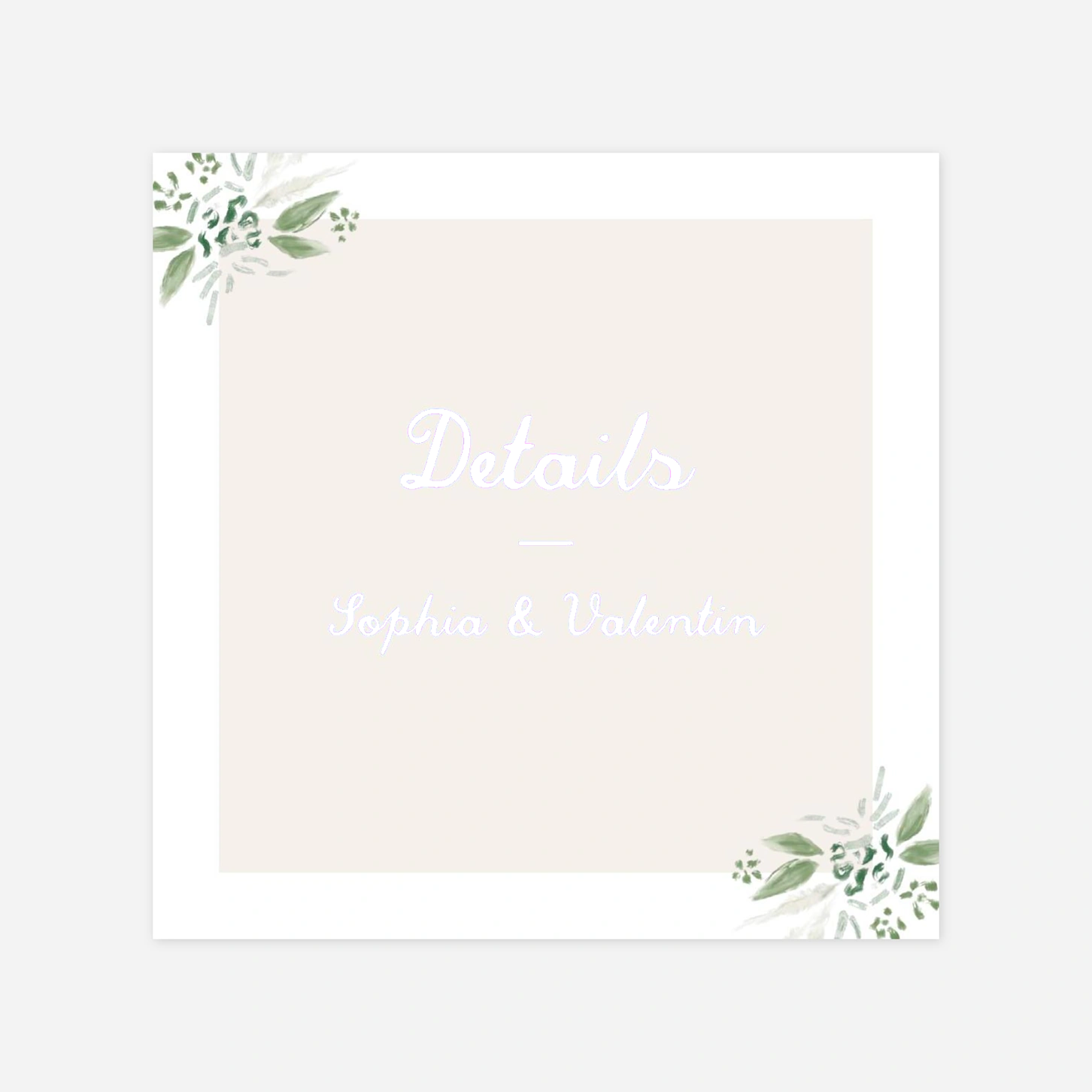 Hochzeit Mini-Einladungskarte Florale Initialien