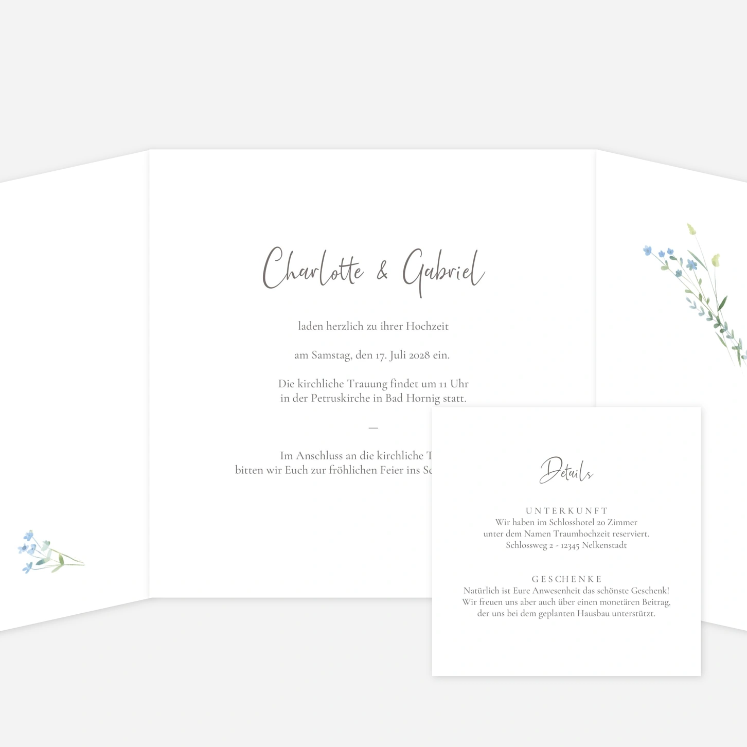 Hochzeitseinladung Floraler Kranz
