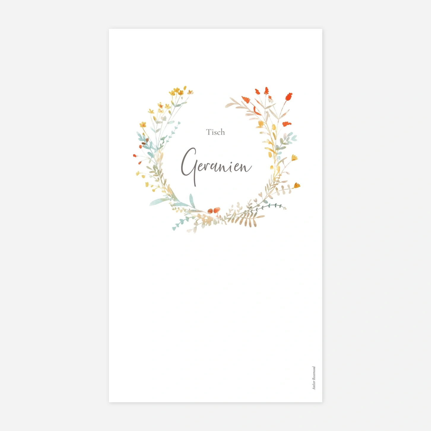Tischkarten Hochzeit Floraler Kranz