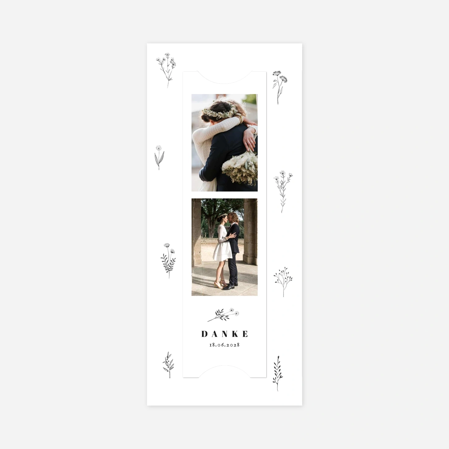 Dankeskarte Hochzeit Floral Minimal