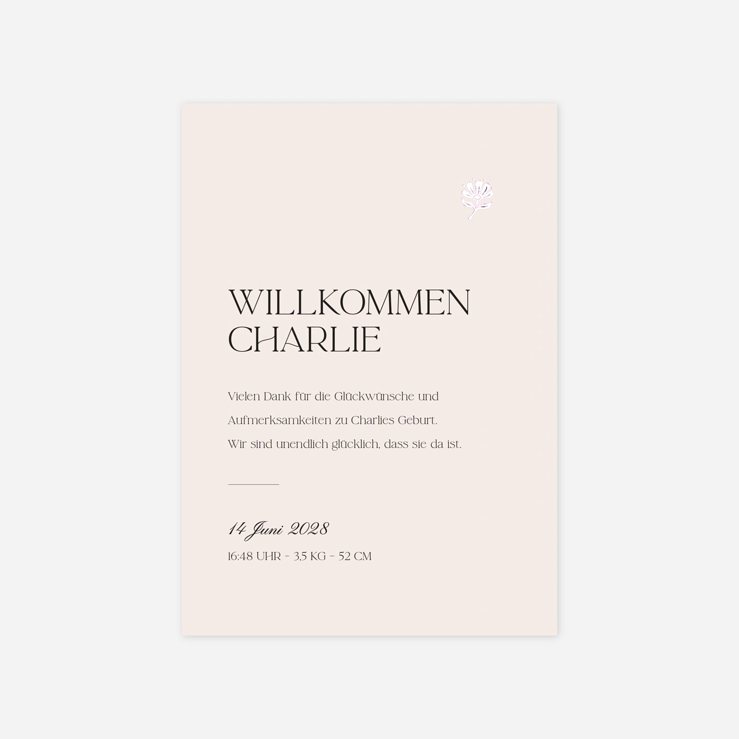 Geburtskarte Fleur minimale