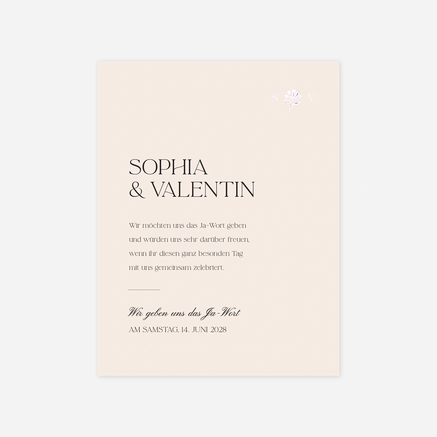 Hochzeitseinladung Fleur minimale