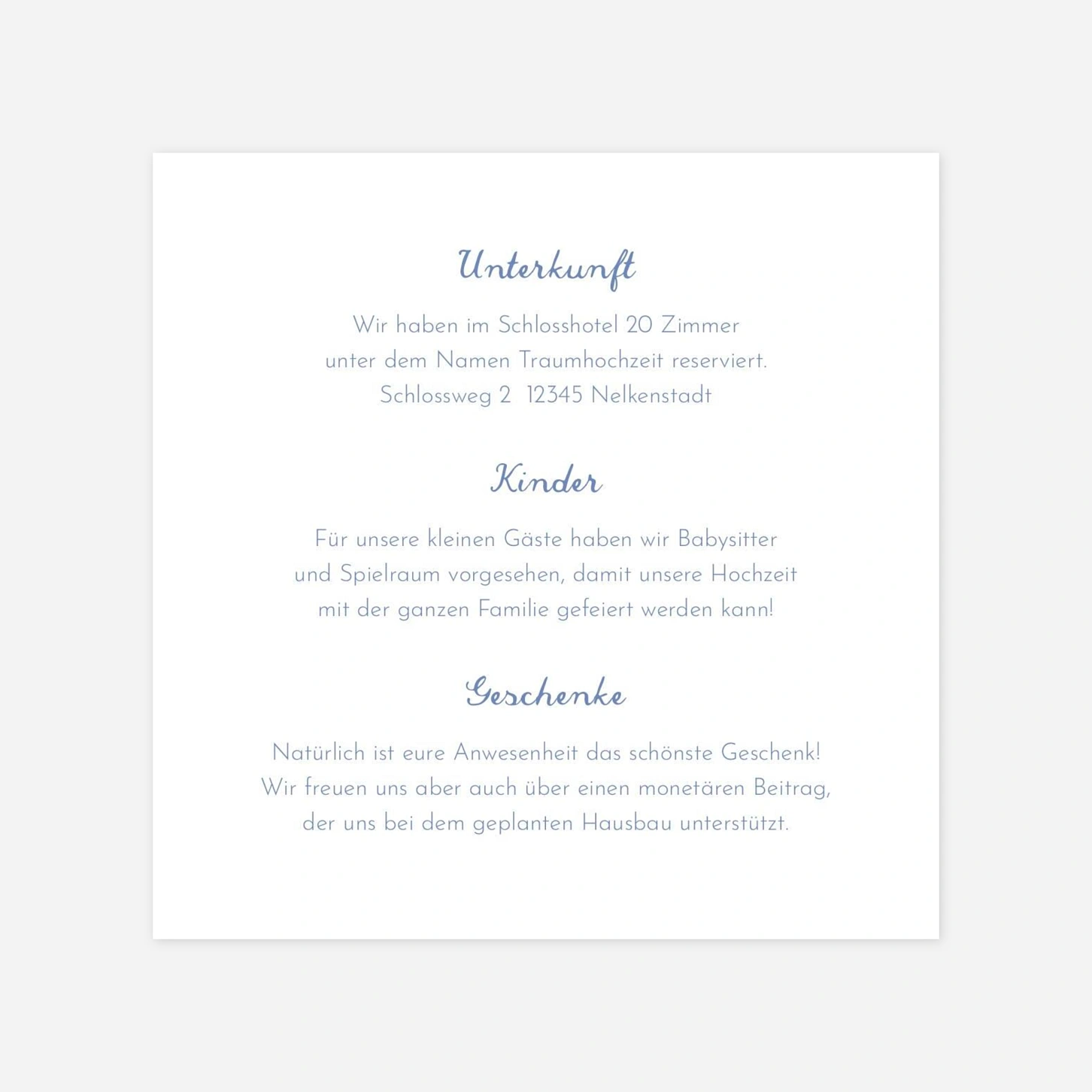 Hochzeit Mini-Einladungskarte Florales Portrait
