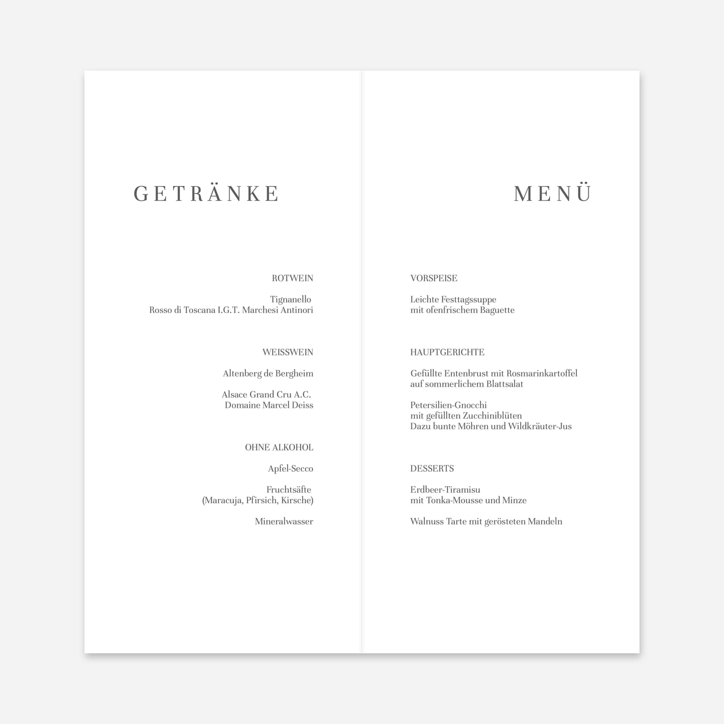 Menükarte Hochzeit Floral sigilism
