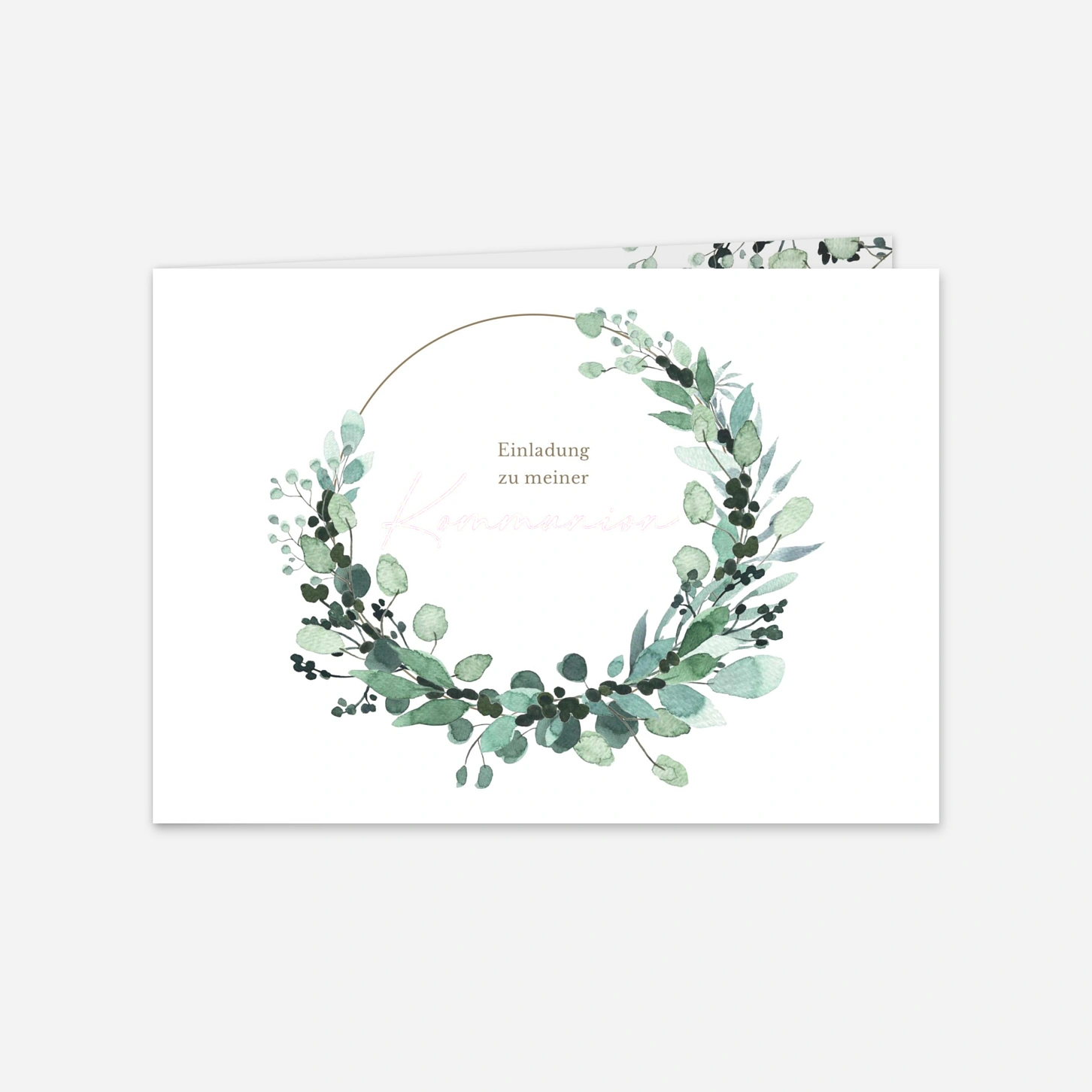 Kommunionseinladung Blattkranz