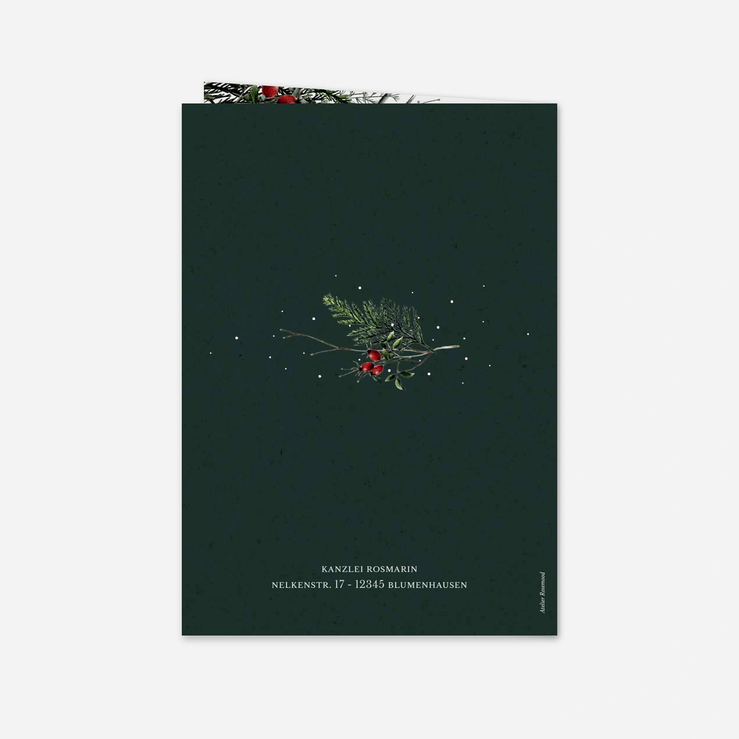 Geschäftliche Weihnachtskarte Wintergrün