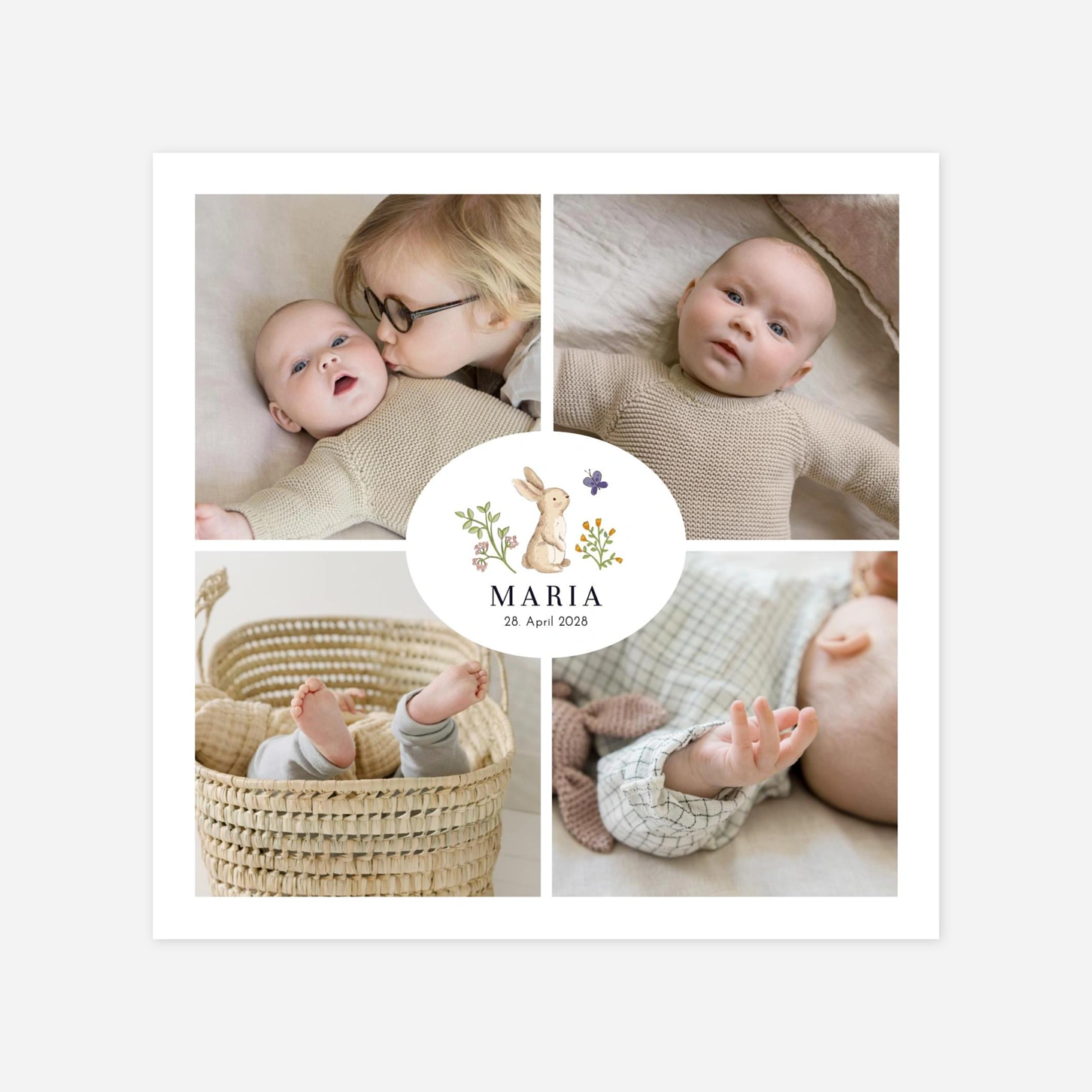 Geburtskarte Gartenszenerie