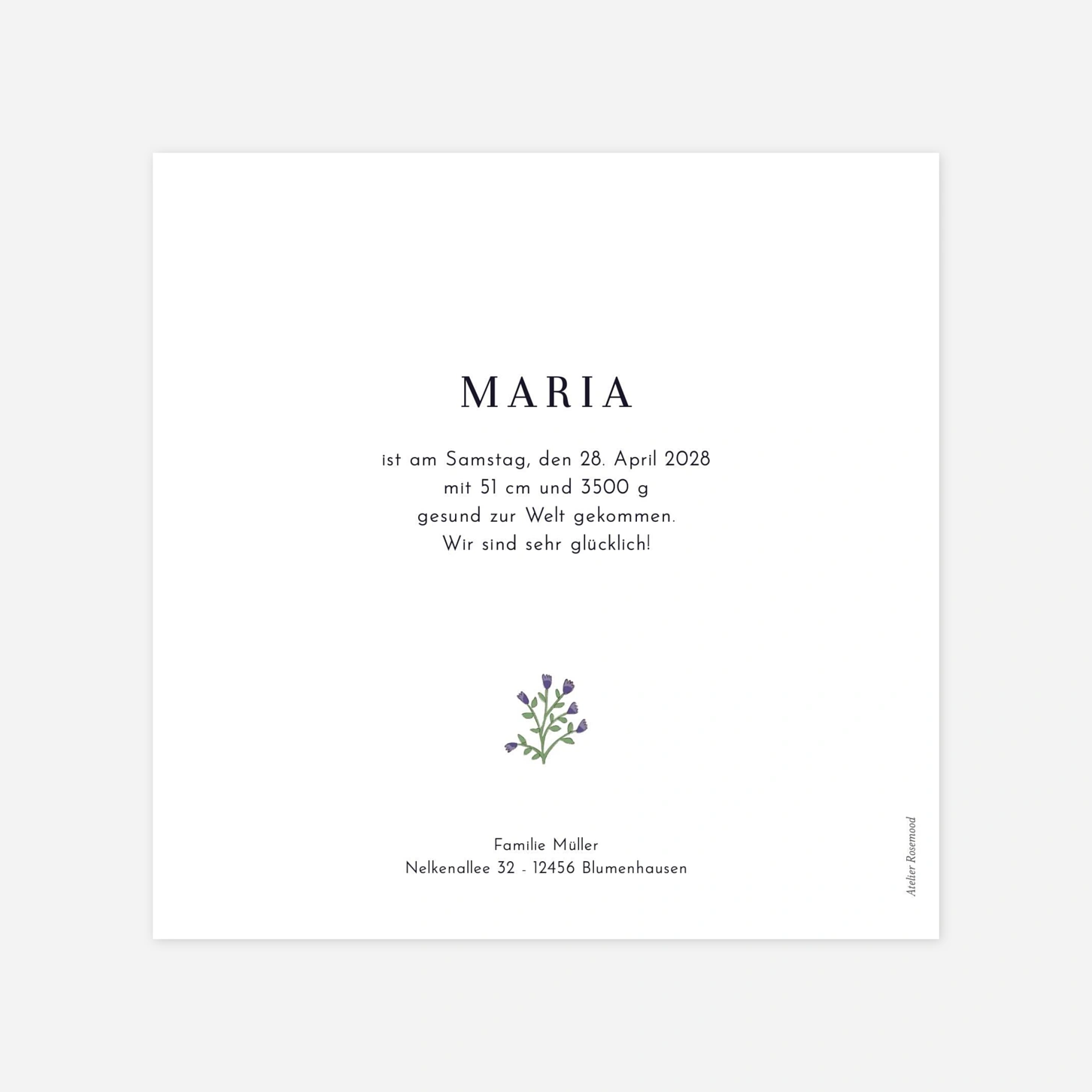 Geburtskarte Gartenszenerie