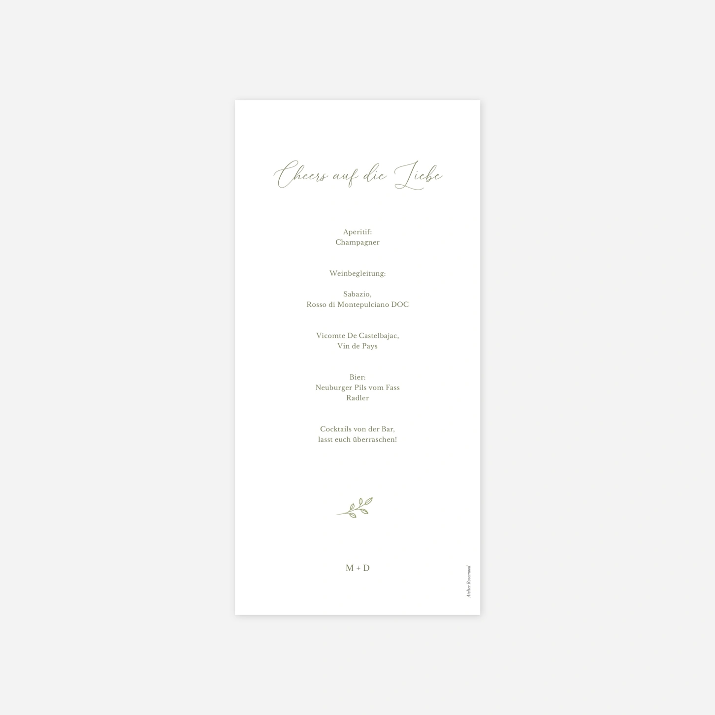 Menükarte Hochzeit Glanz der Natur
