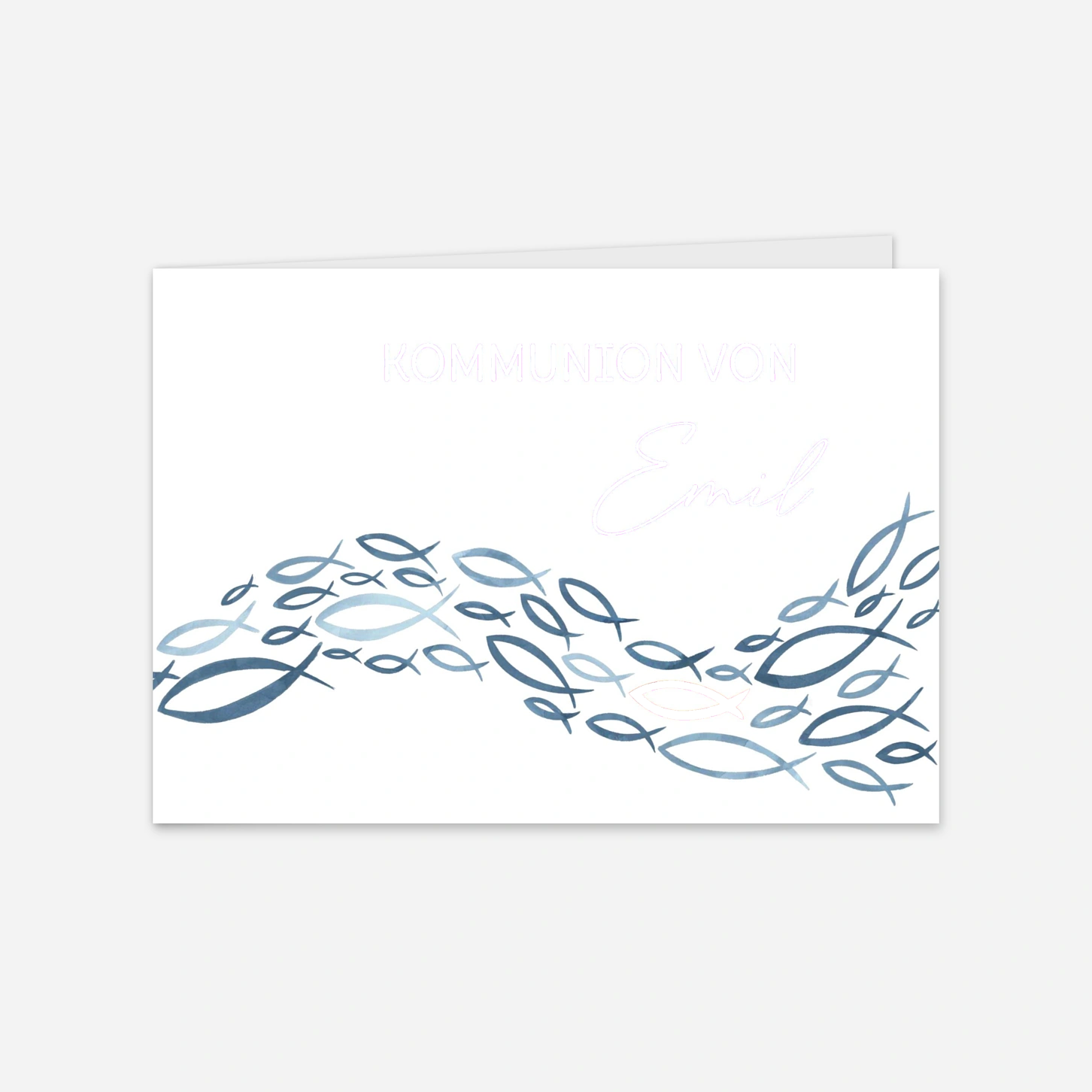 Kommunionseinladung Fischschwarm
