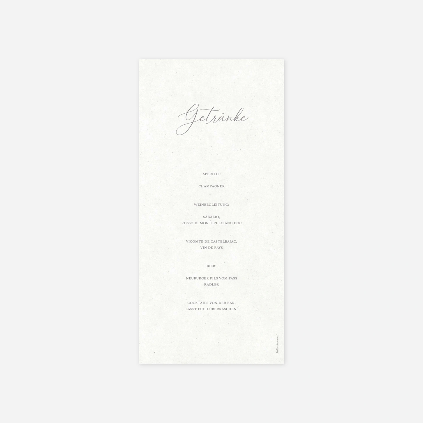 Menükarte Hochzeit Gemeinsam Eins