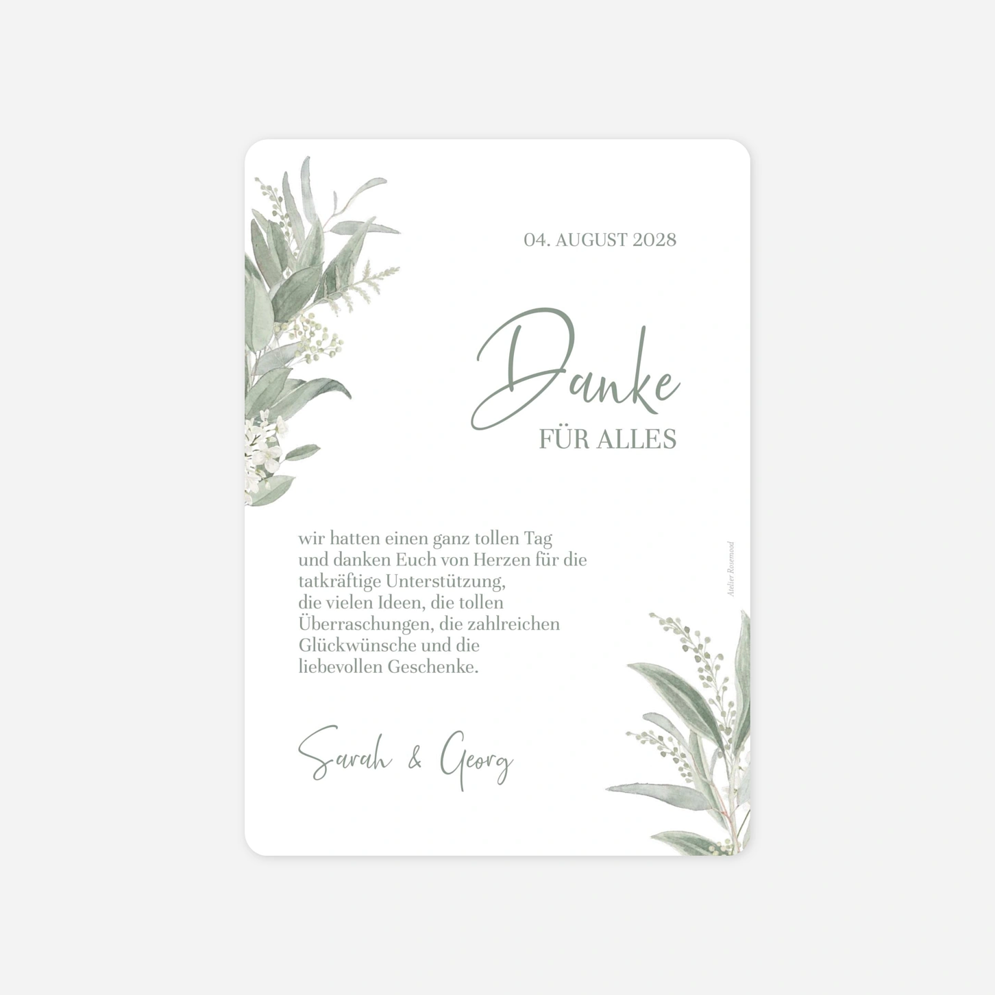 Dankeskarte Hochzeit Greenery Wedding