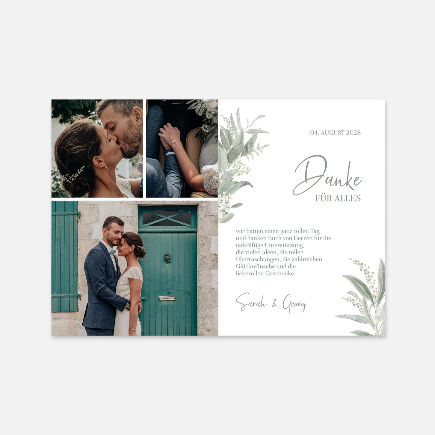 Dankeskarte Hochzeit Greenery Wedding