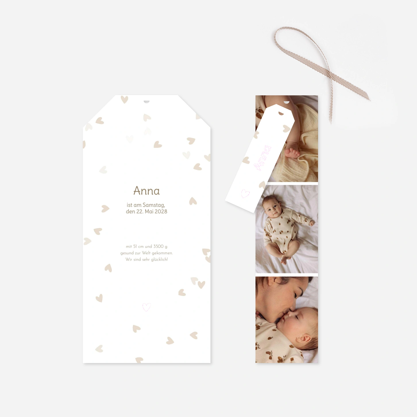 Geburtskarte Herzkonfetti