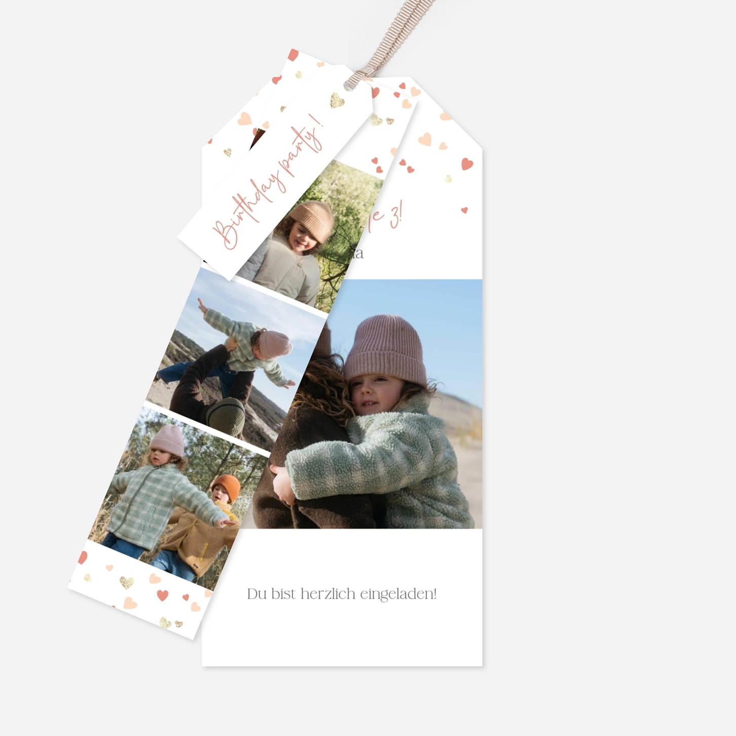 Kindergeburtstagseinladung Herzchenregen