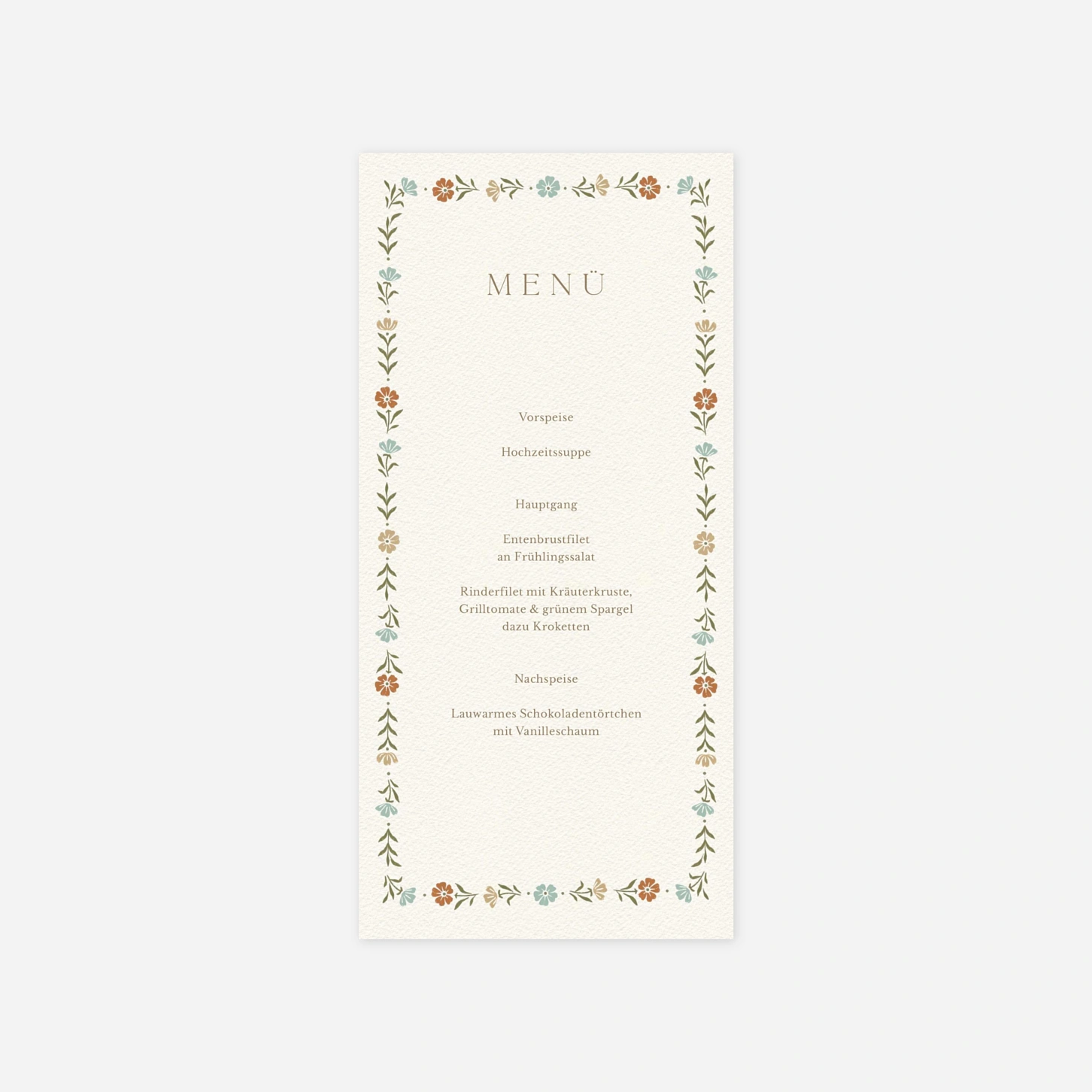 Menükarte Hochzeit Im Grünen