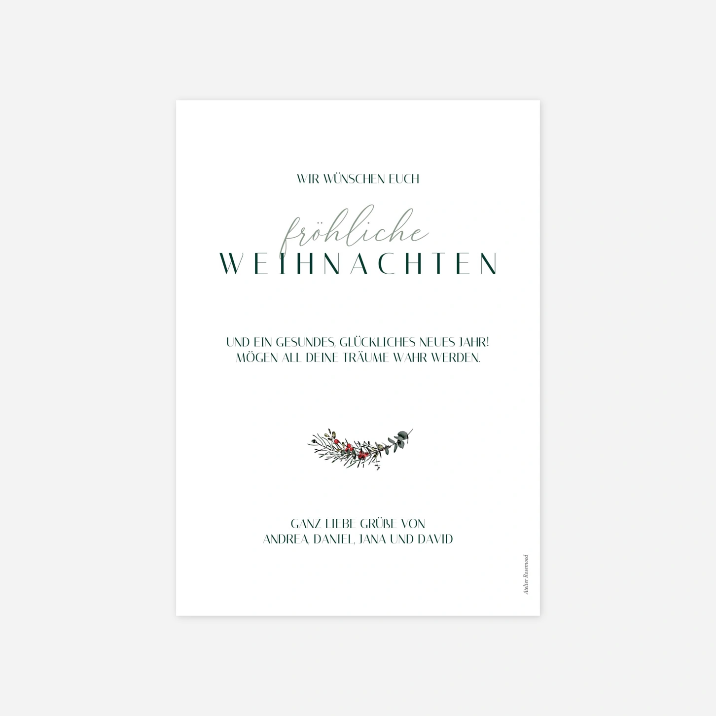 Weihnachtskarte Immergrün
